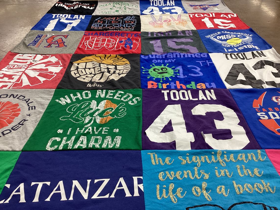 T-shirt quilt from carbondale area high school by Joanna from PA