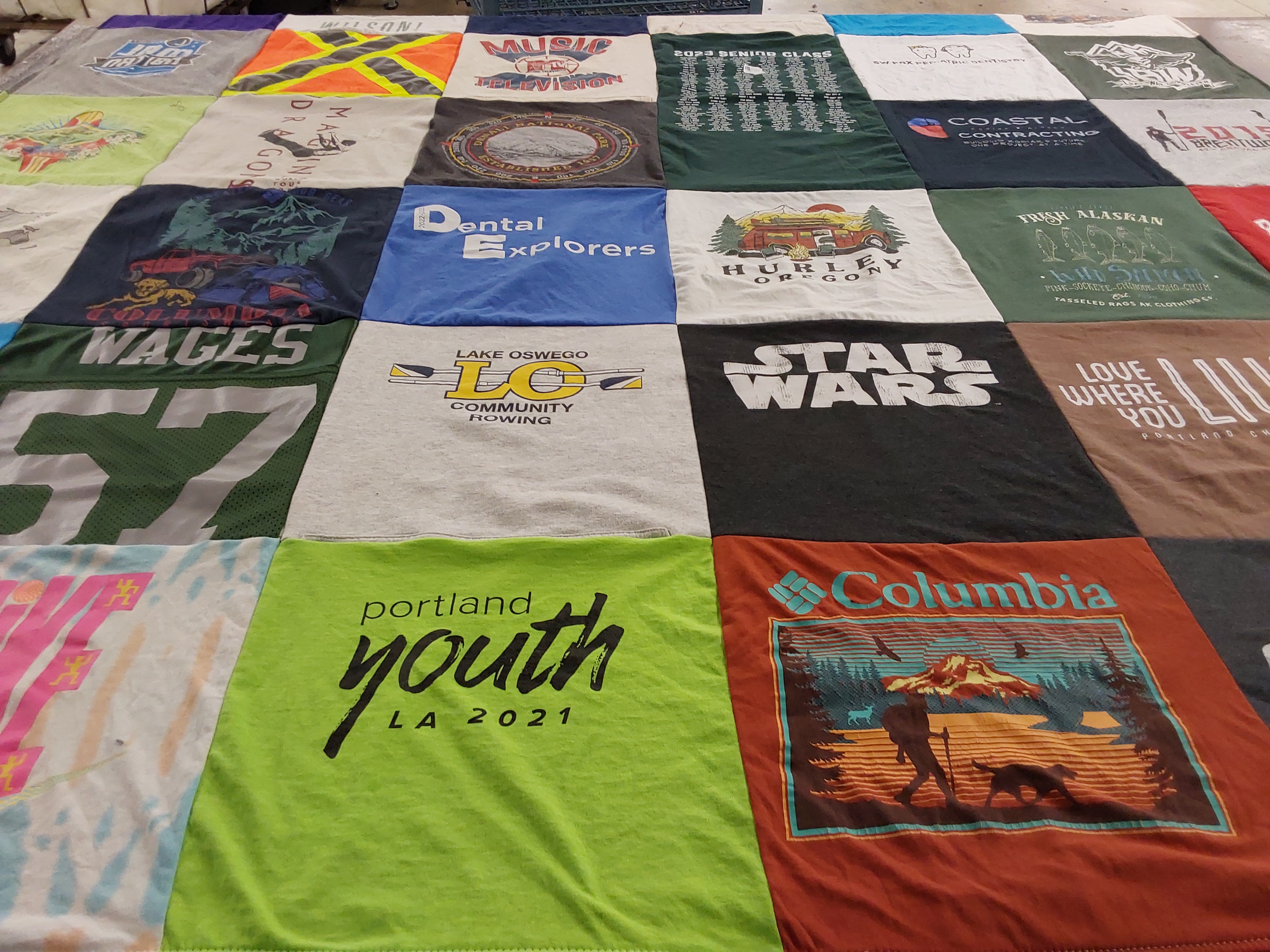T-shirt quilt with row, television themes by Melissa from OR