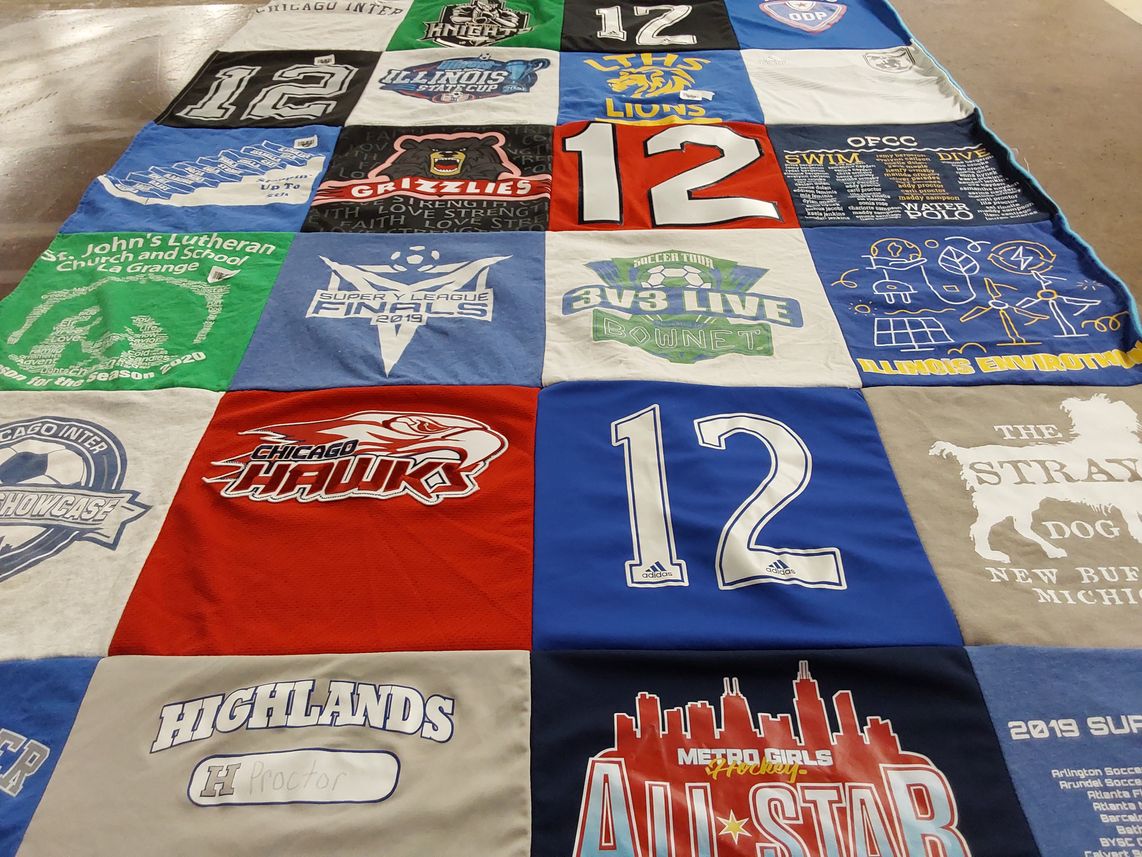 T-shirt quilt featuring chicago hawks by Charissa from IL