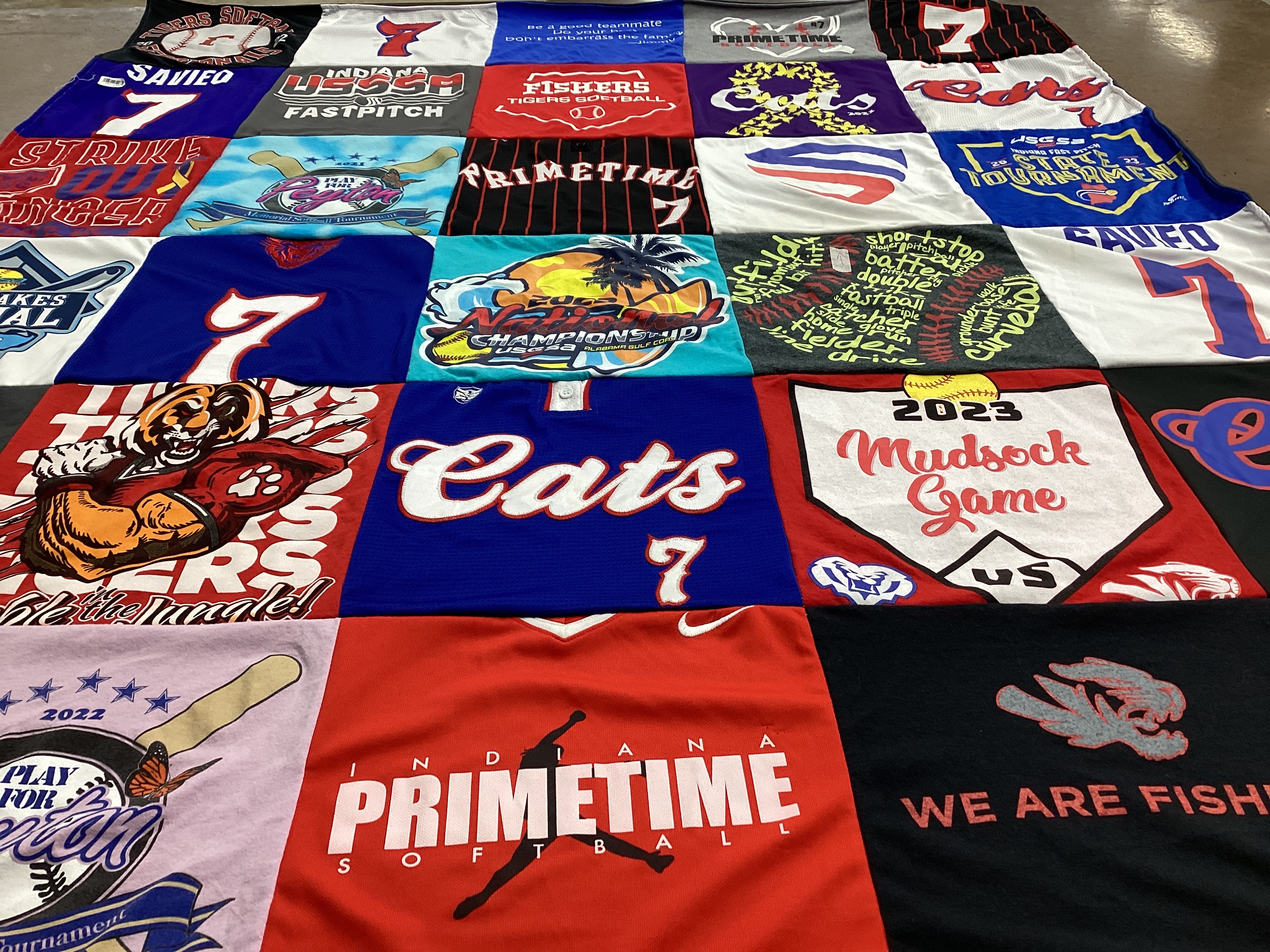 T-shirt quilt featuring indiana primetime softball by Rachel from IN