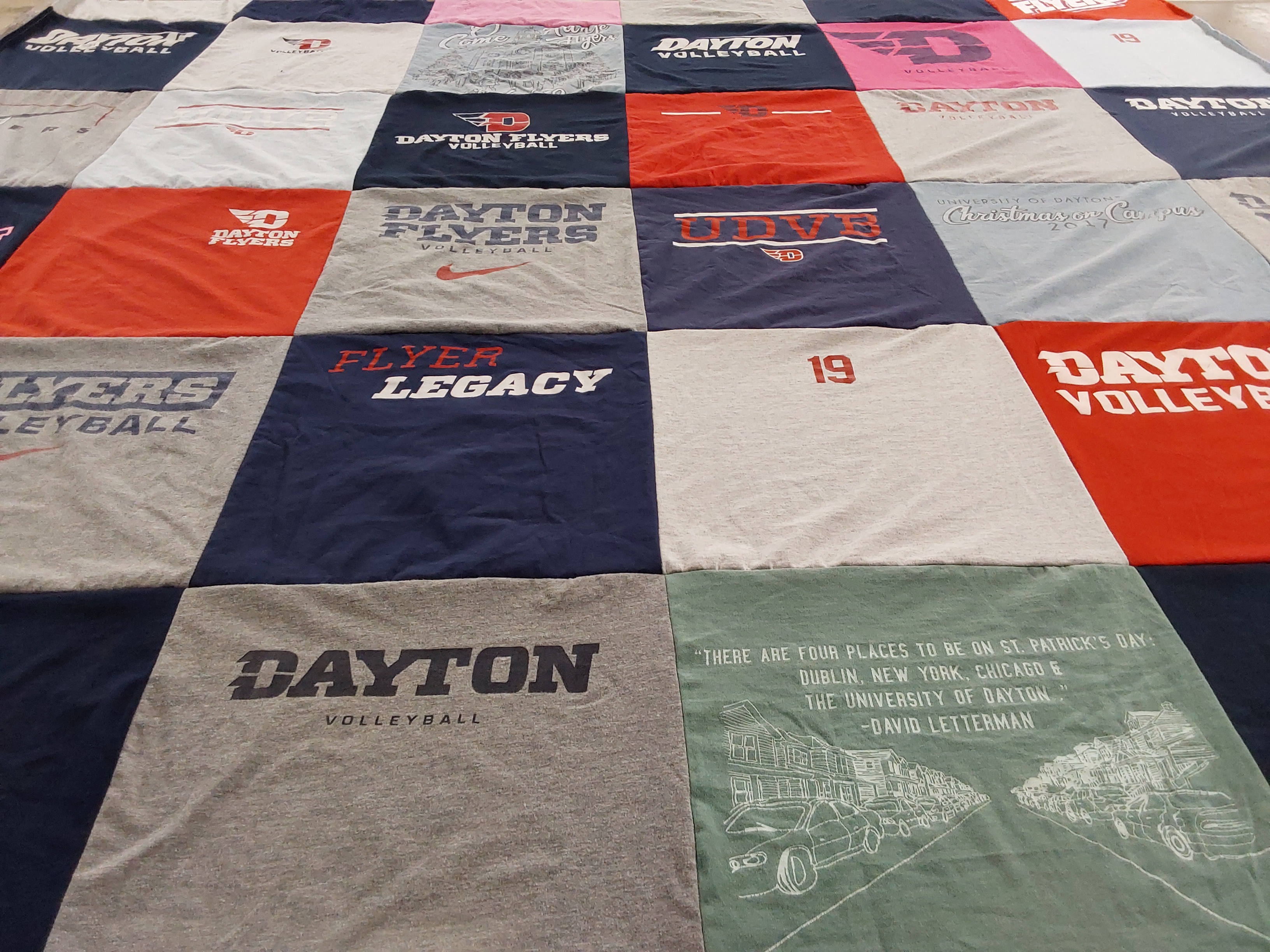 T-shirt quilt featuring dayton flyers volleyball by Laura from CA