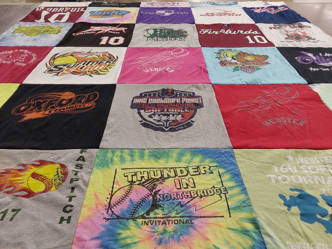 T-shirt quilt featuring oxford thunder by Jessica from MA