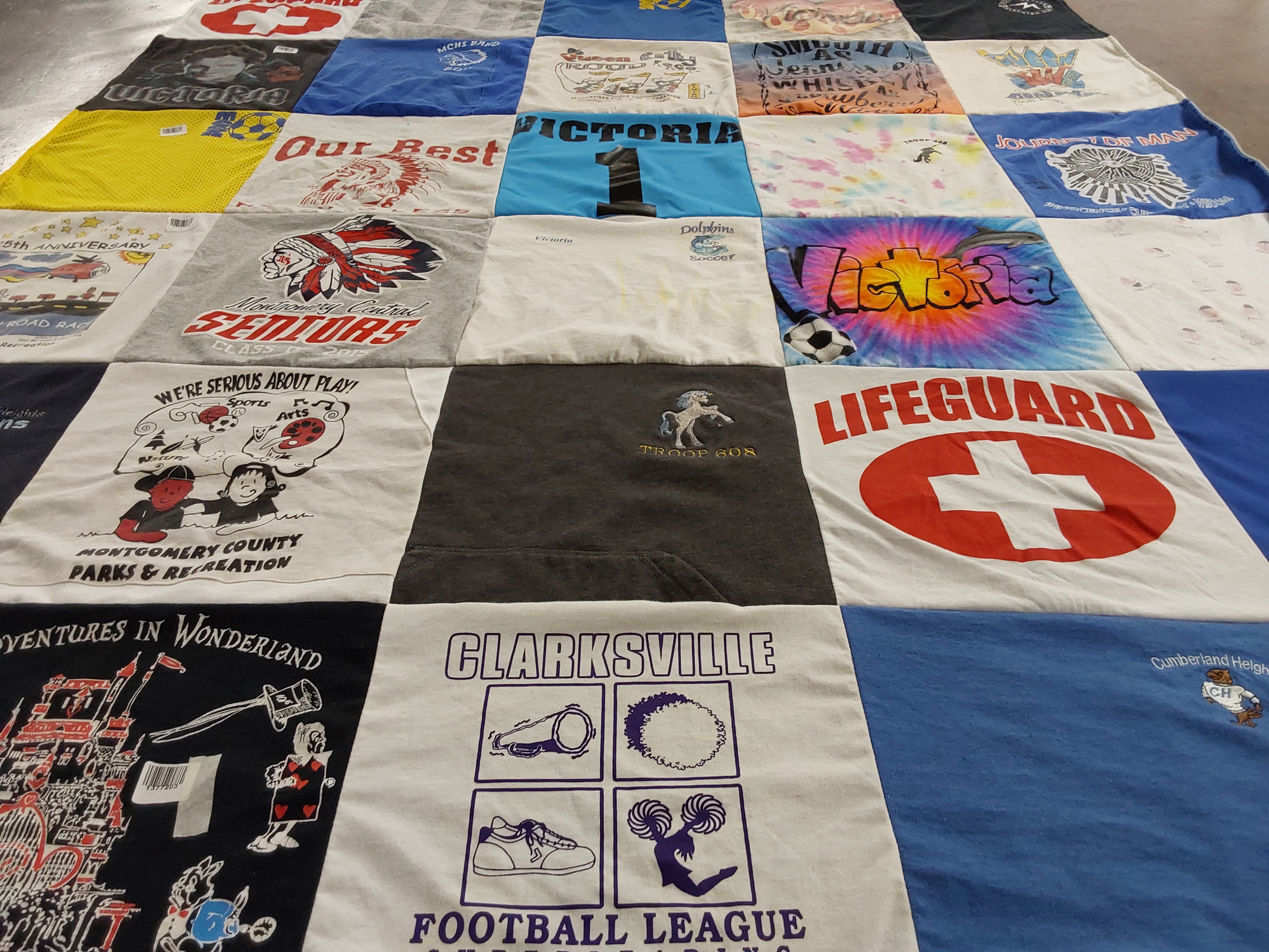 T-shirt quilt featuring clarksville football league by Alix from DE