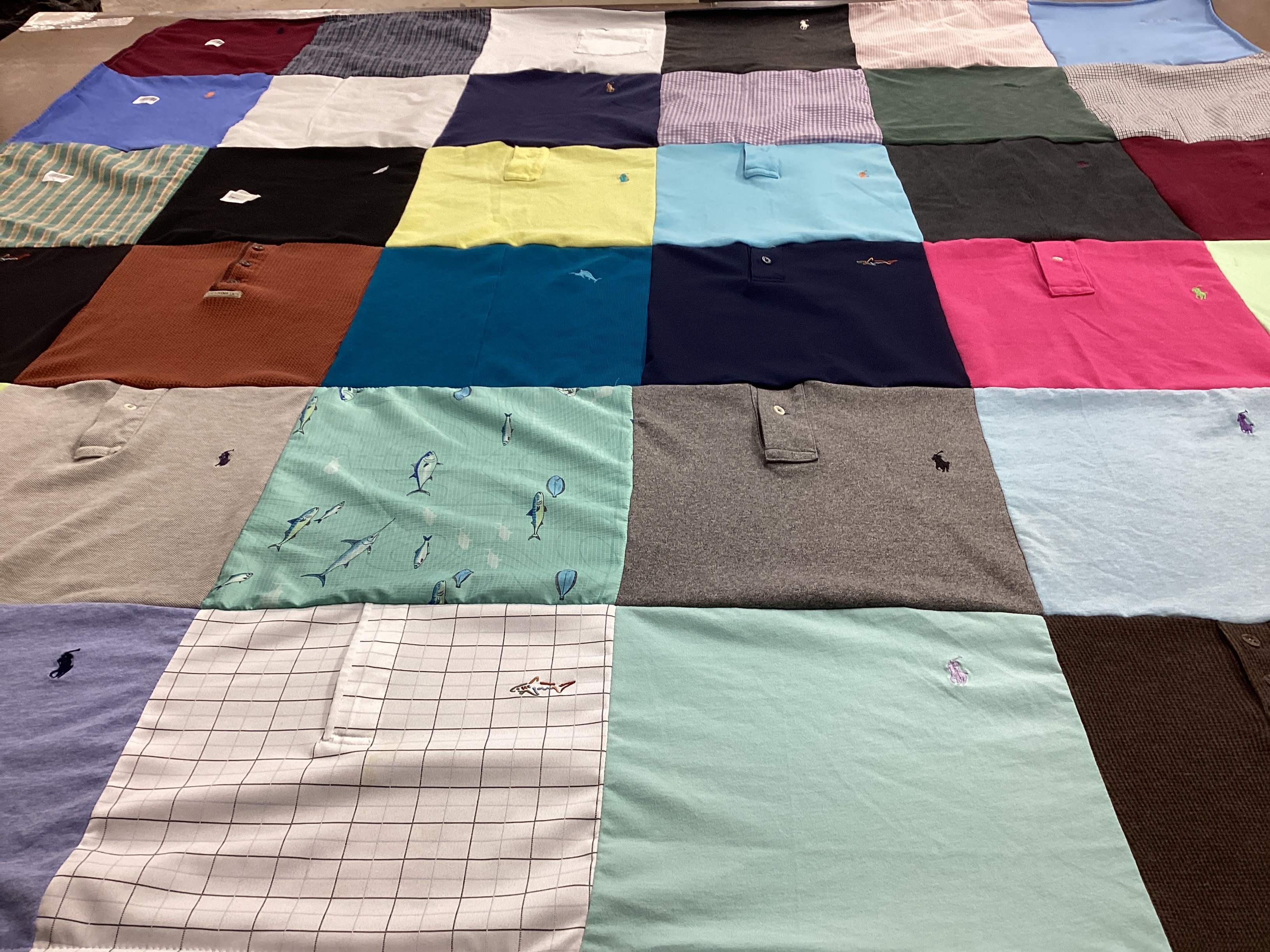T-shirt quilt with fishing, fashion themes by Ann from TX