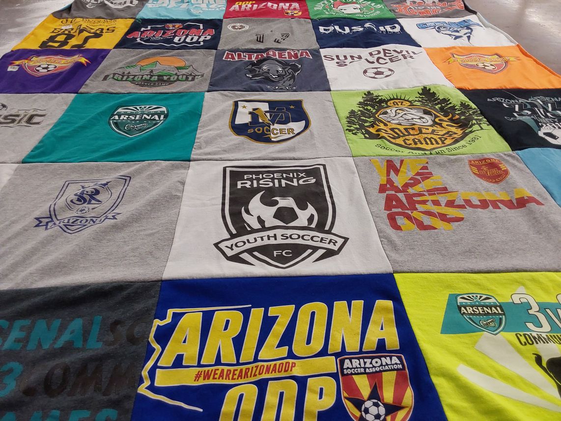 T-shirt quilt featuring phoenix rising youth soccer fc by Gayle from AZ