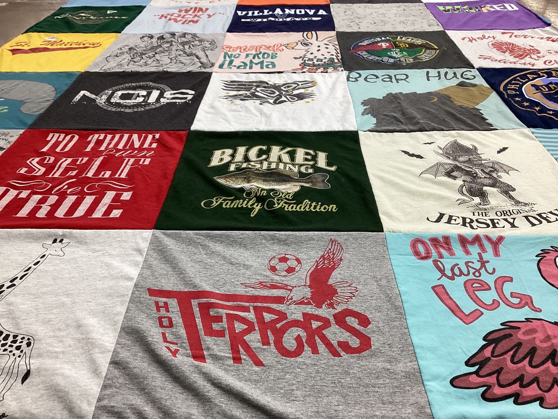 T-shirt quilt featuring holy terrors by Meghan from PA