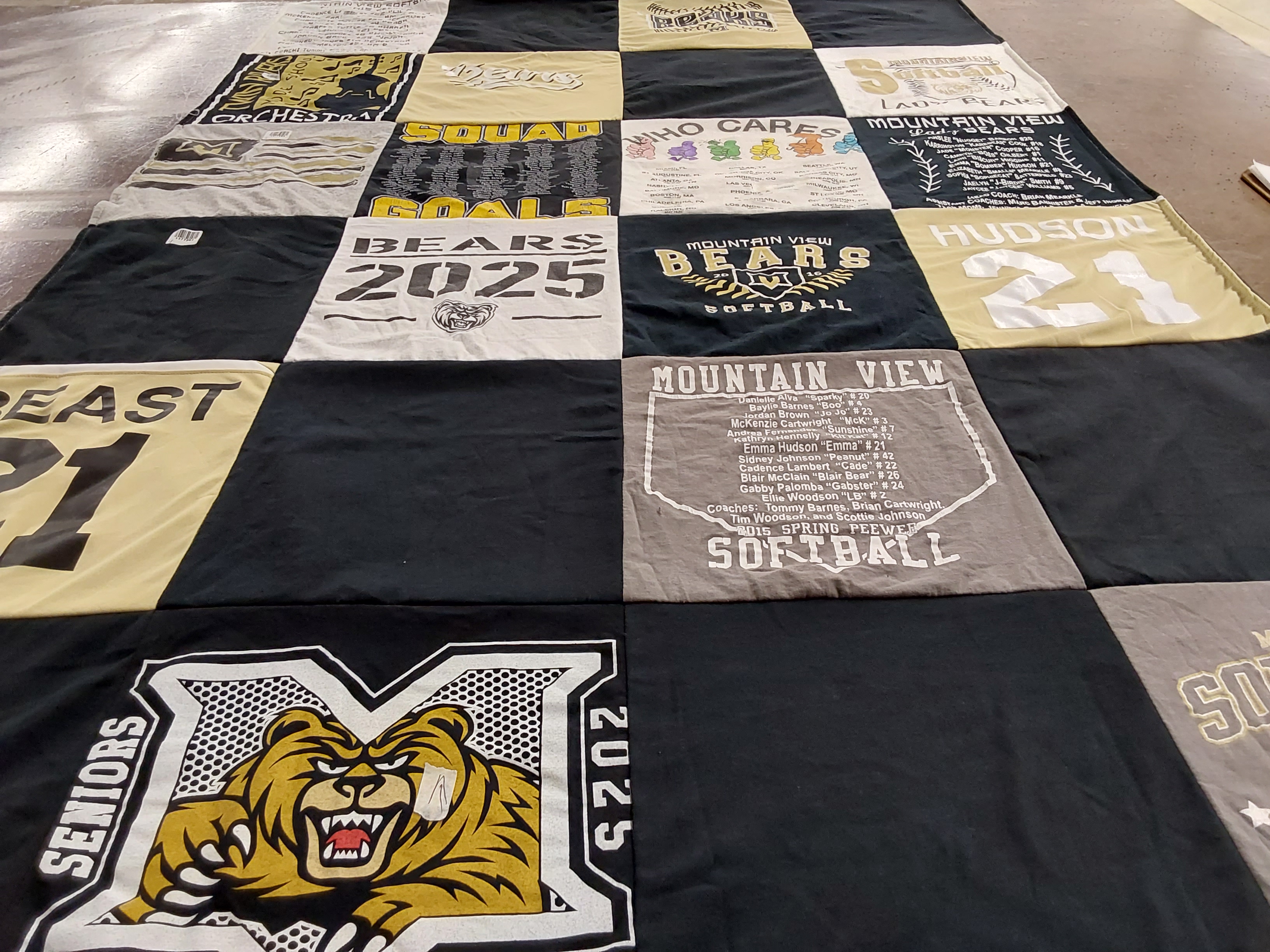 T-shirt quilt featuring mountain view bears by Raeanna from GA