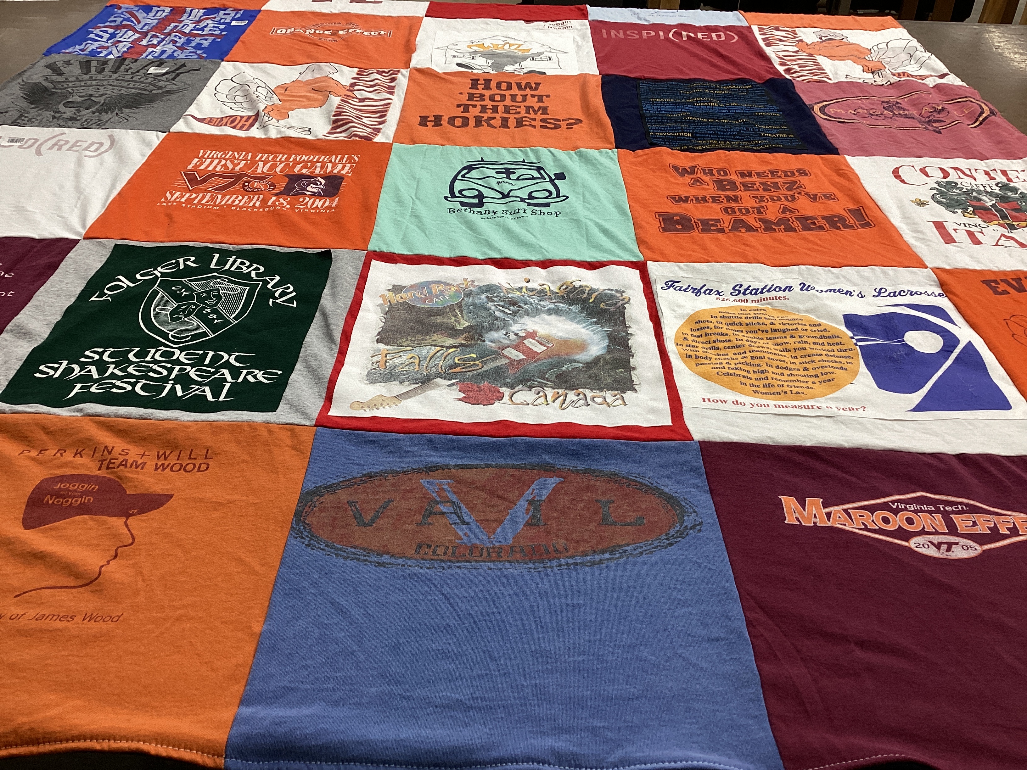 T-shirt quilt featuring virginia tech football team by Suzanne from DC