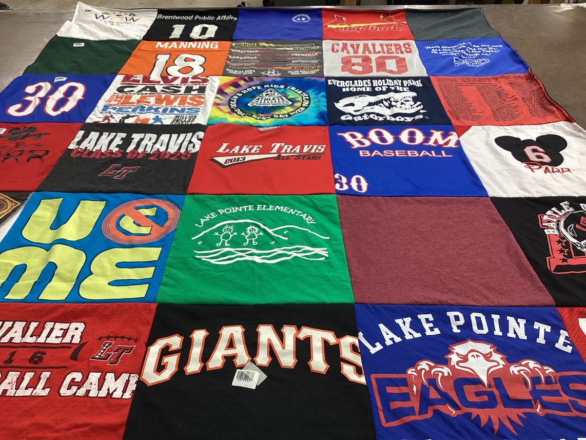T-shirt quilt featuring lake travis eagles, lake travis football by Courtney from TX