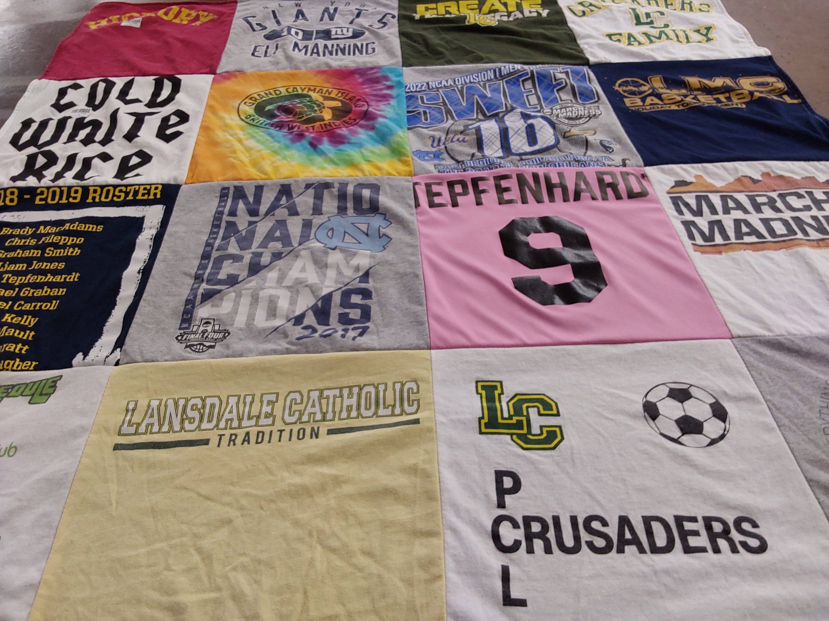 T-shirt quilt from lansdale catholic high school by Jessica from PA