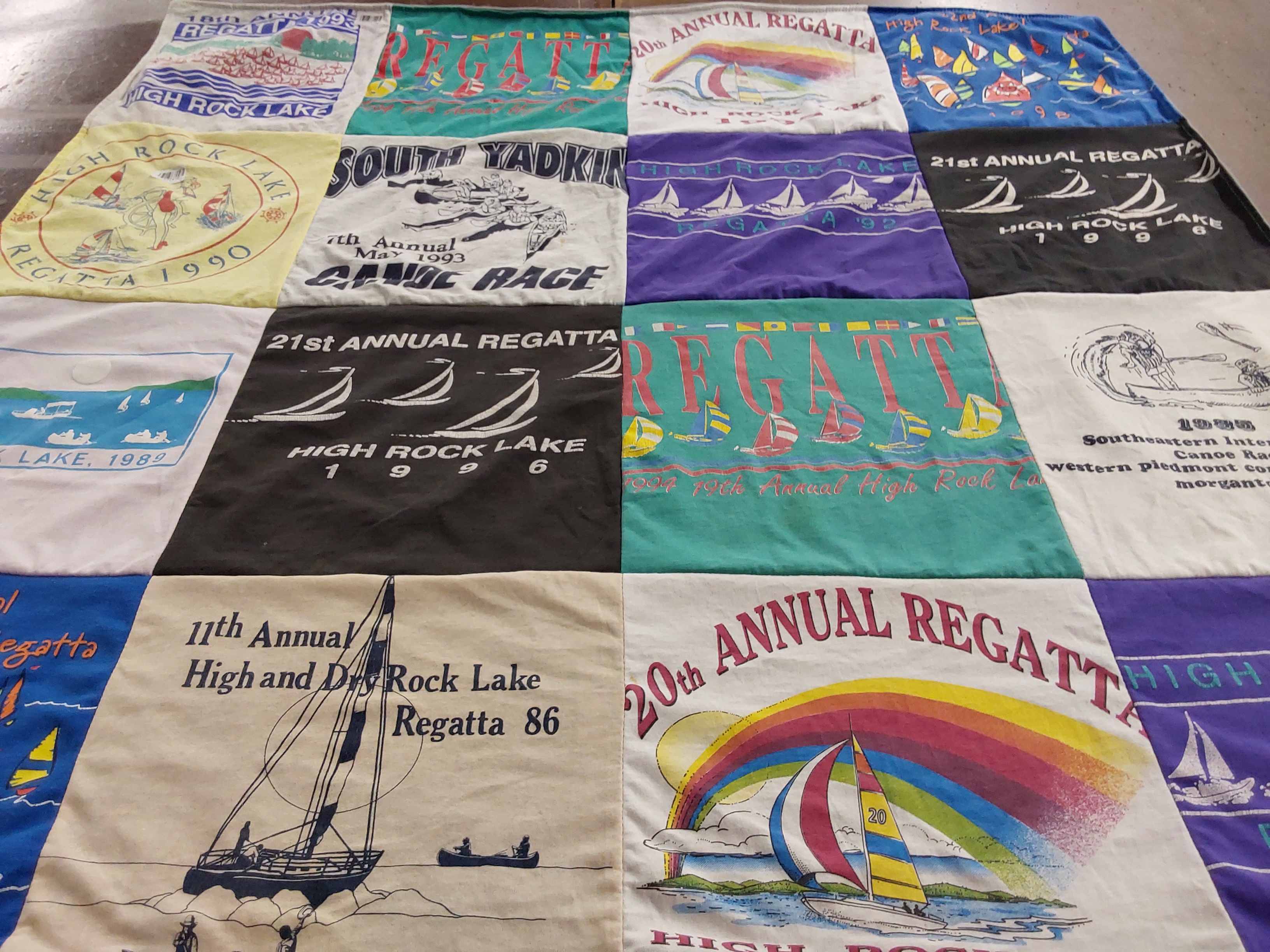 T-shirt quilt with sailing, boating themes by Whitney from NC