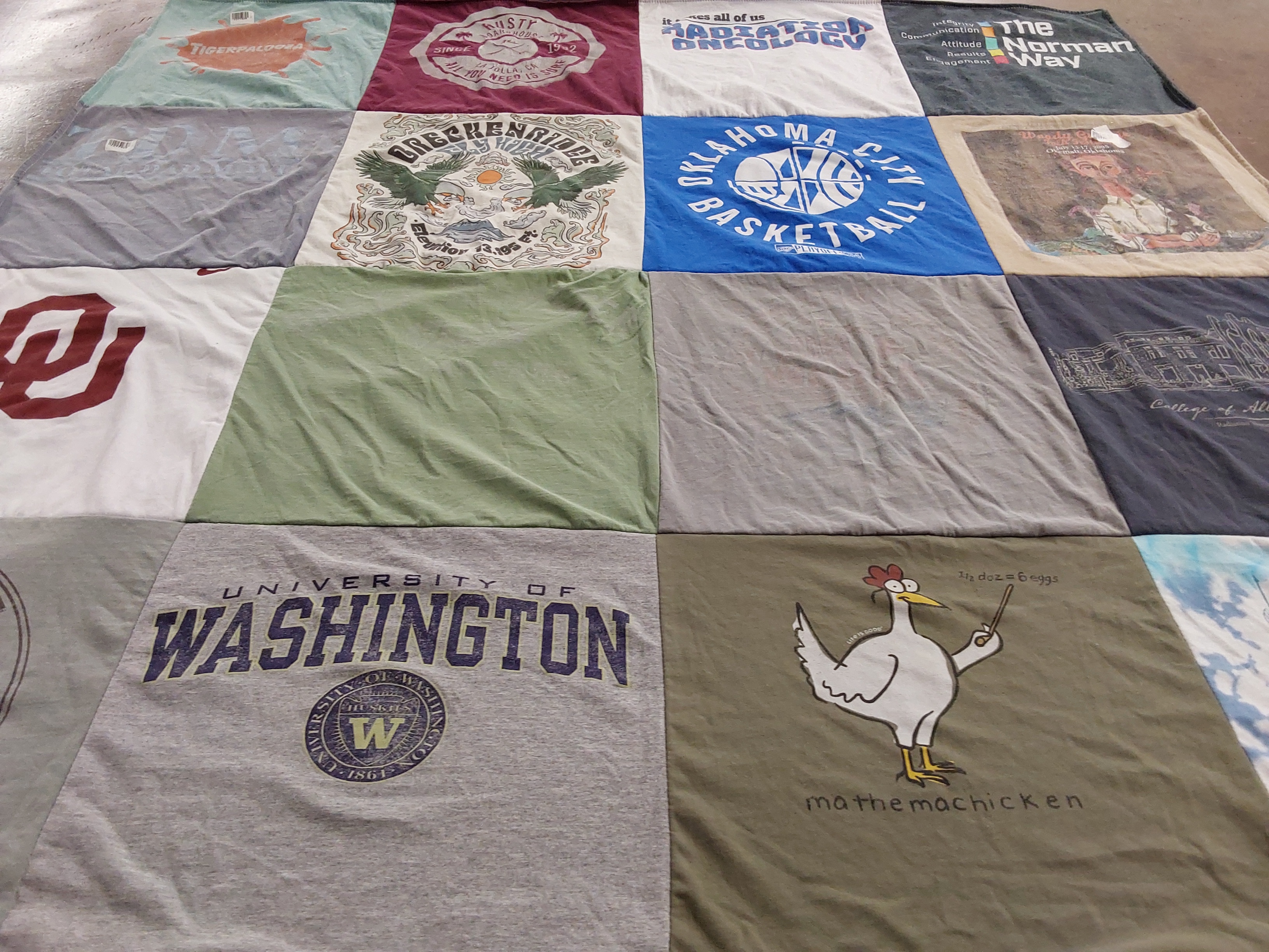 T-shirt quilt featuring oklahoma city basketball by Stella from TX