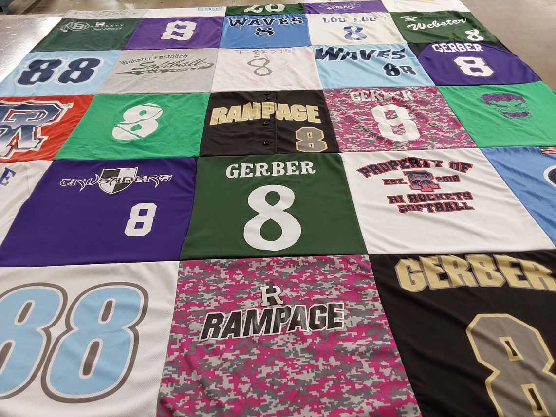 T-shirt quilt from webster fastpitch softball by Rachel from MA