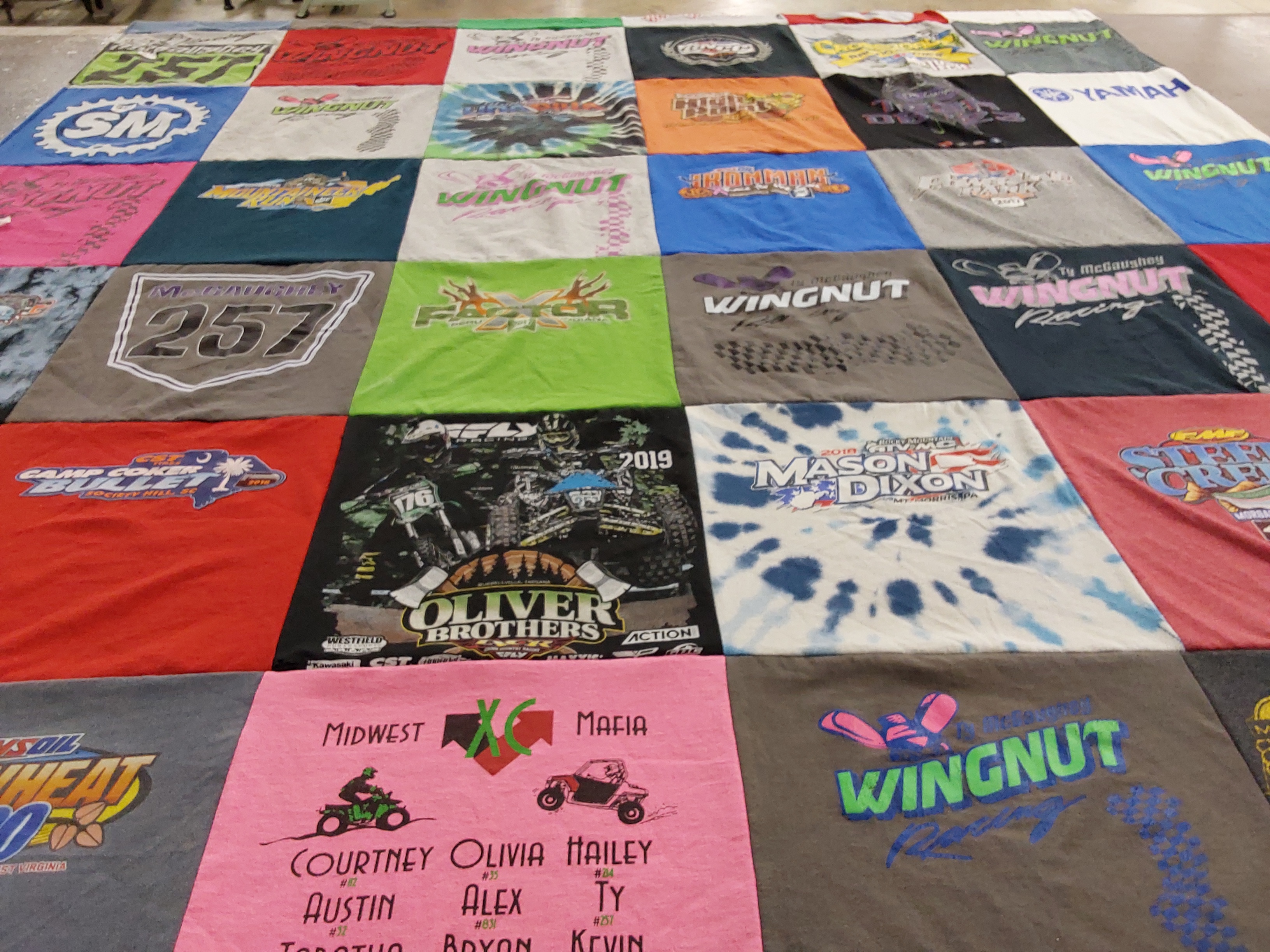 T-shirt quilt with motorsports, racing themes by JENNIFER from IN