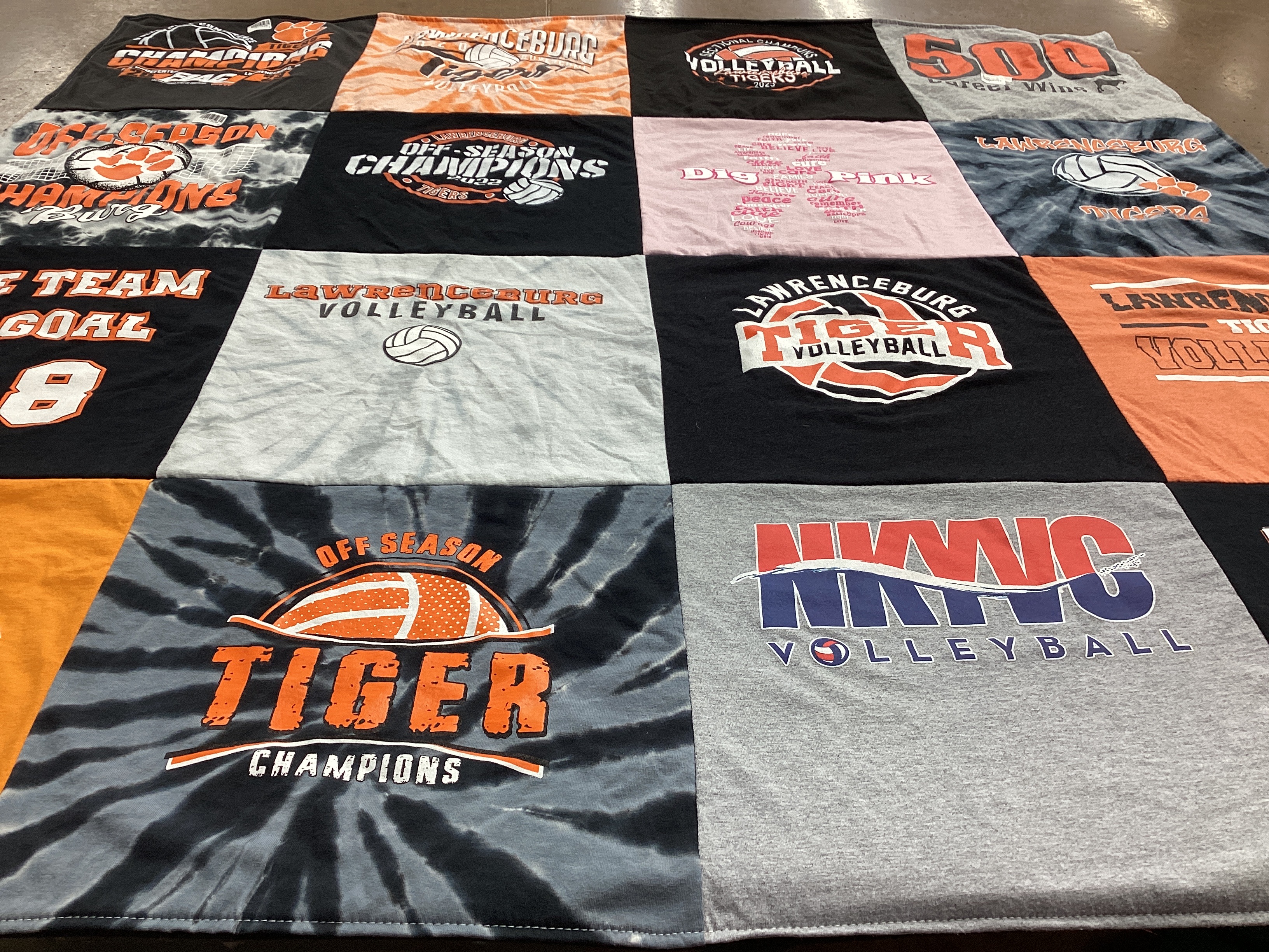 T-shirt quilt featuring lawrenceburg volleyball by Staci from IN