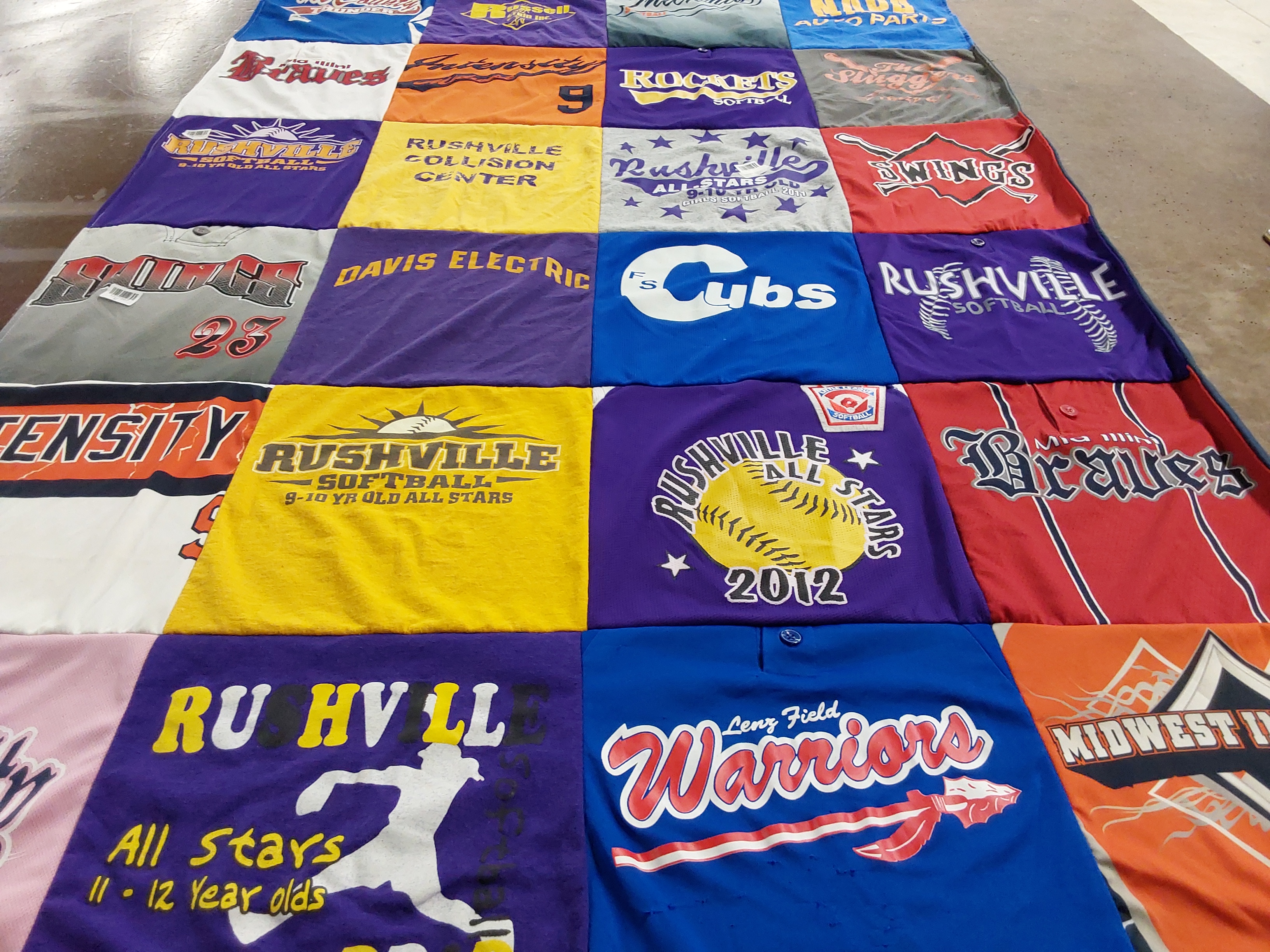 T-shirt quilt featuring rushville all stars, midwest warriors by Terri from IL