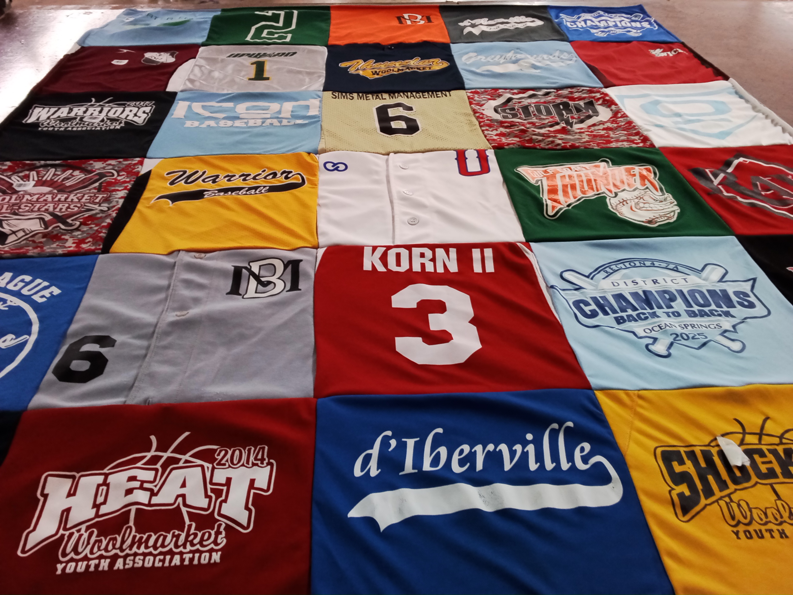 T-shirt quilt featuring warriors baseball, ocean springs baseball by Jenny from MS