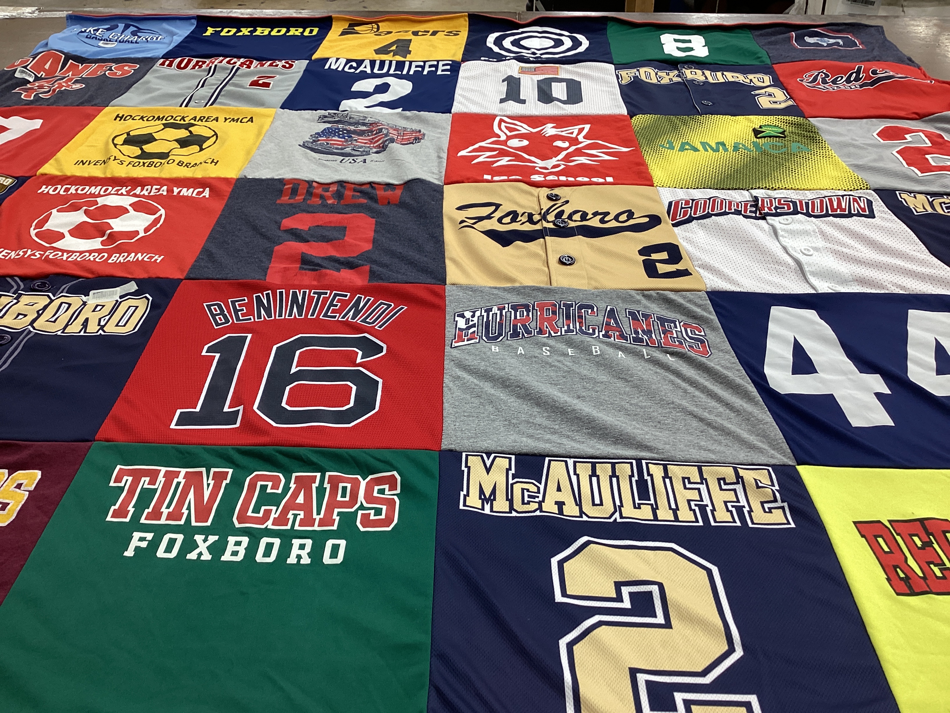 T-shirt quilt featuring tin caps, red sox by Jason from MA