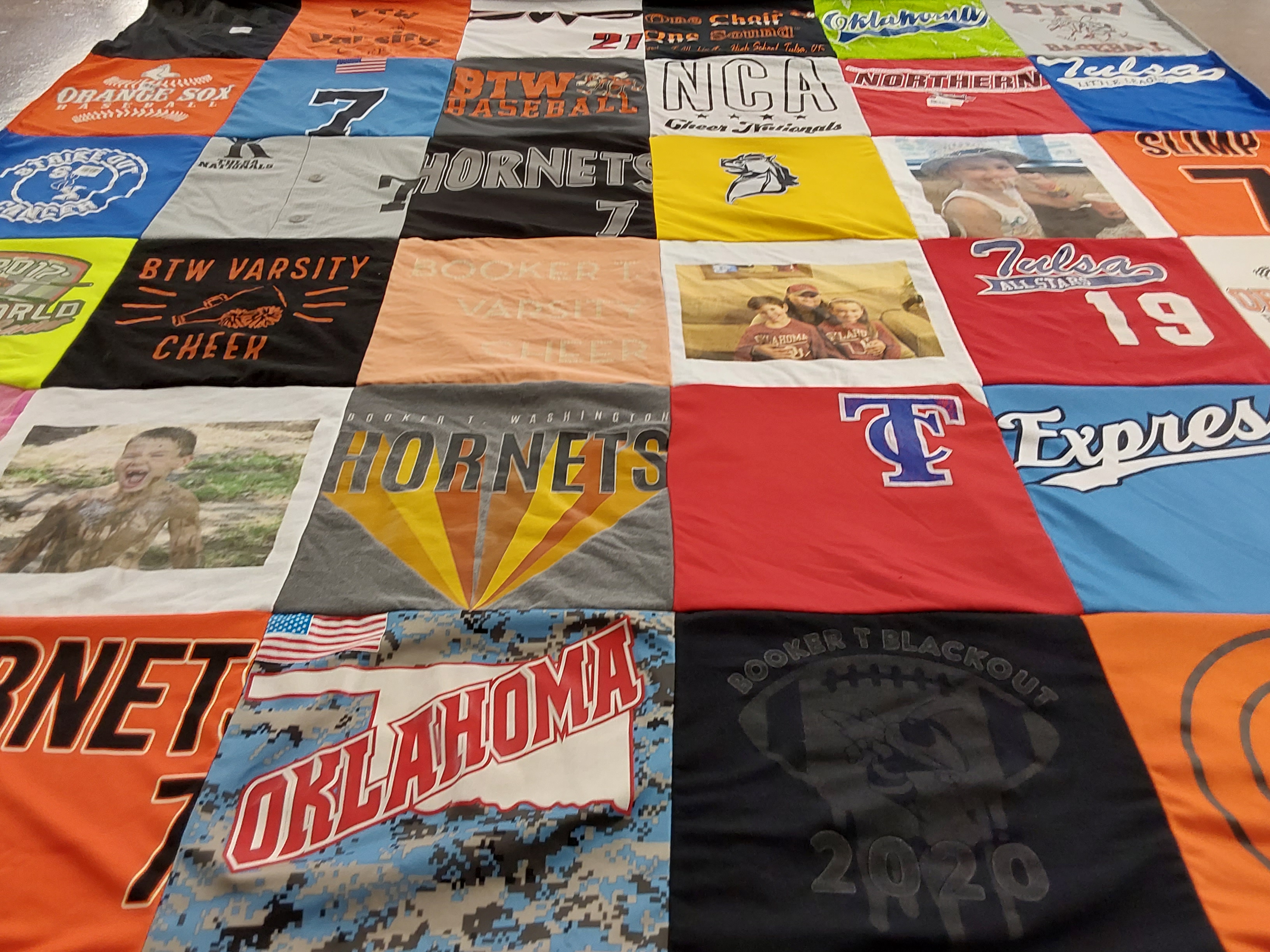 T-shirt quilt featuring booker t. washington hornets, tulsa express by Jacob from OK