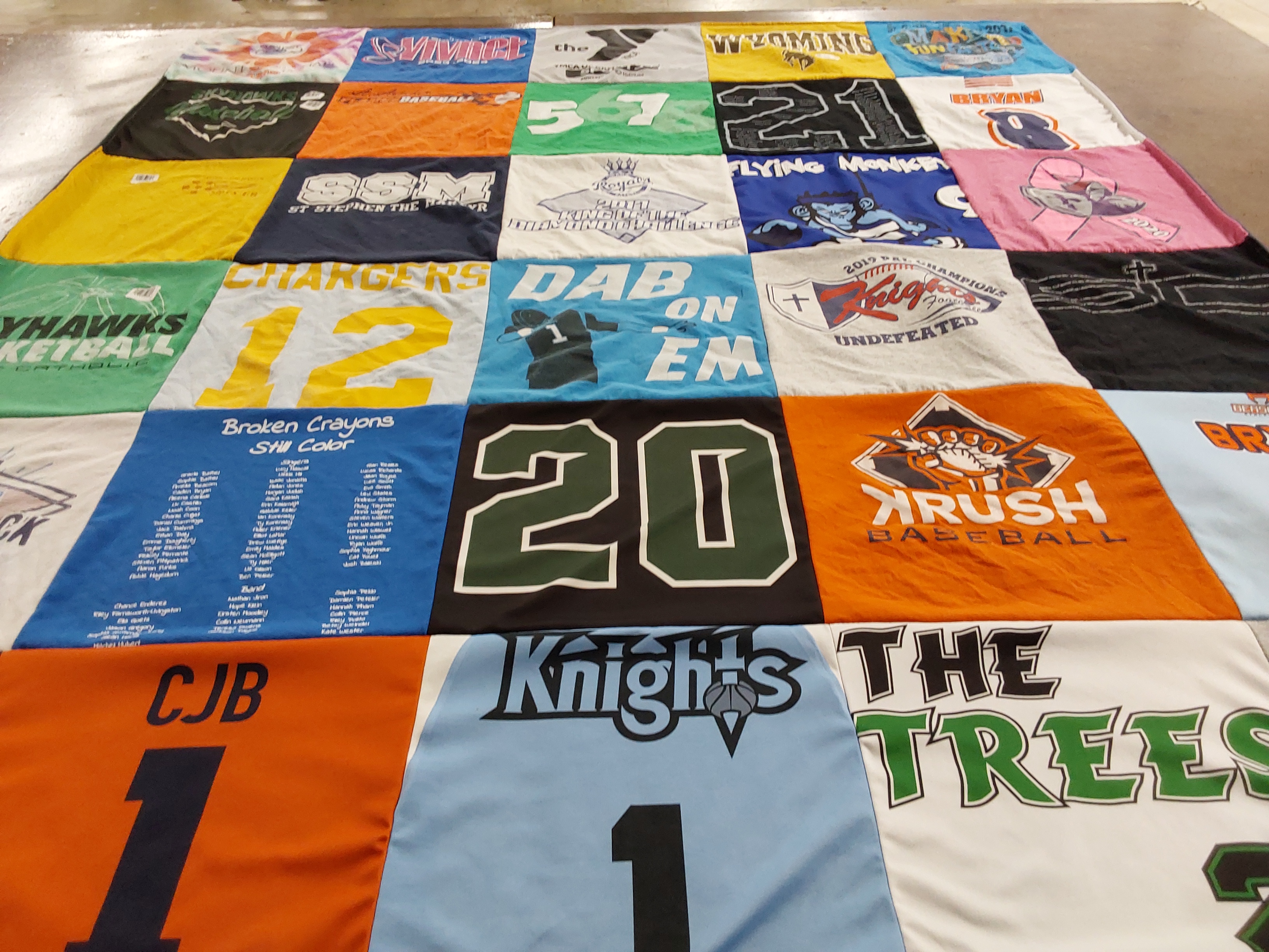 T-shirt quilt with sports, baseball themes by Stephanie from NE