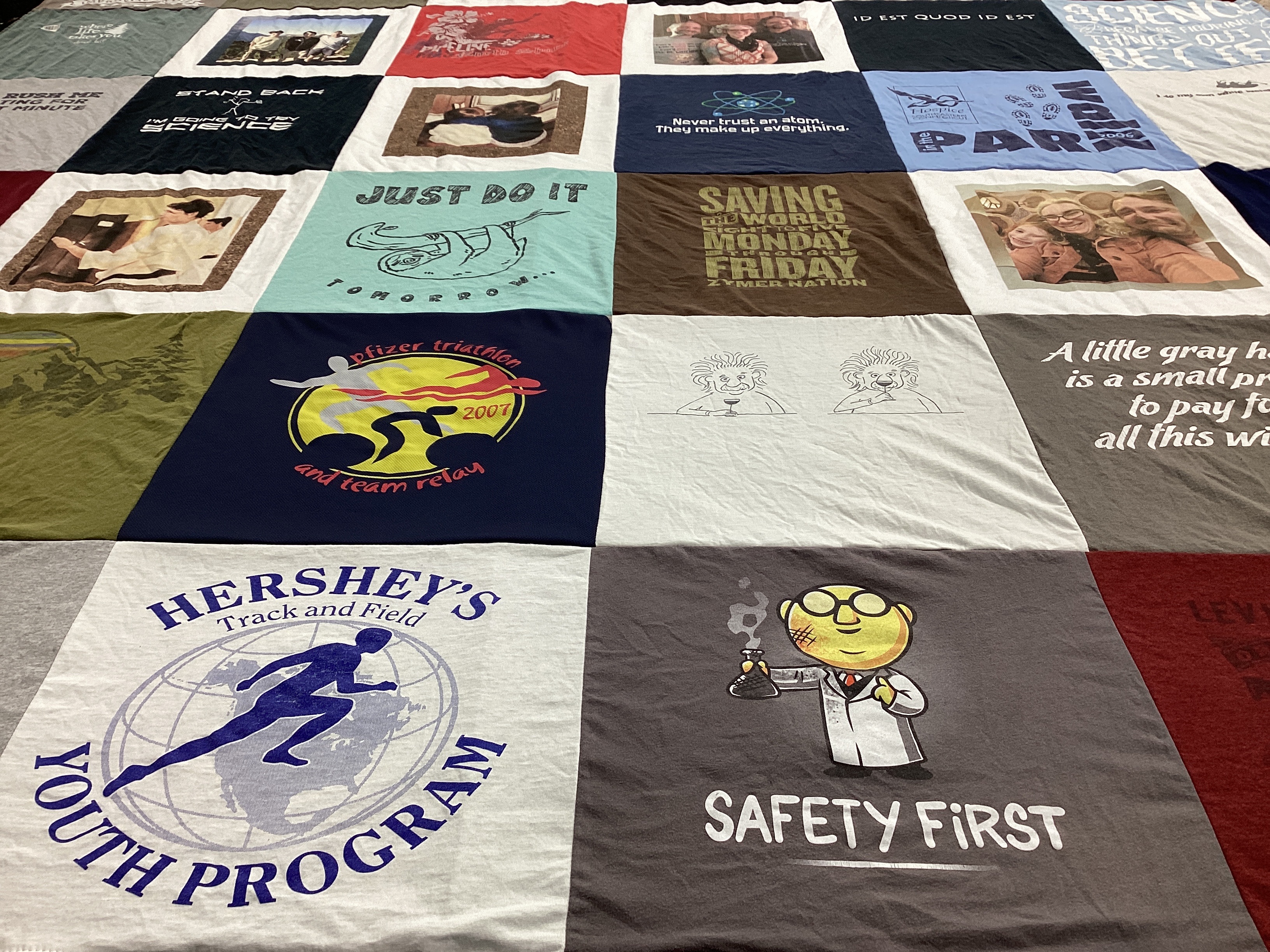 T-shirt quilt featuring hershey's track and field by Erin from CT