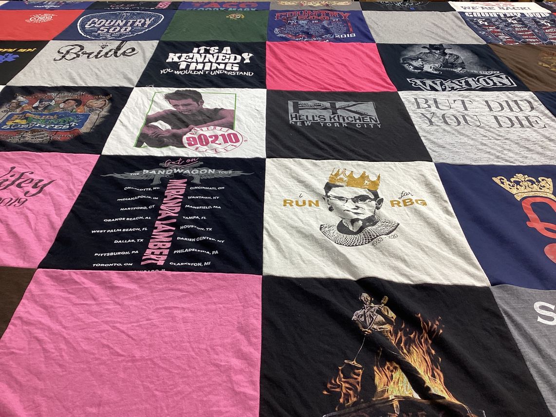 T-shirt quilt with music, television themes by Susan from NC