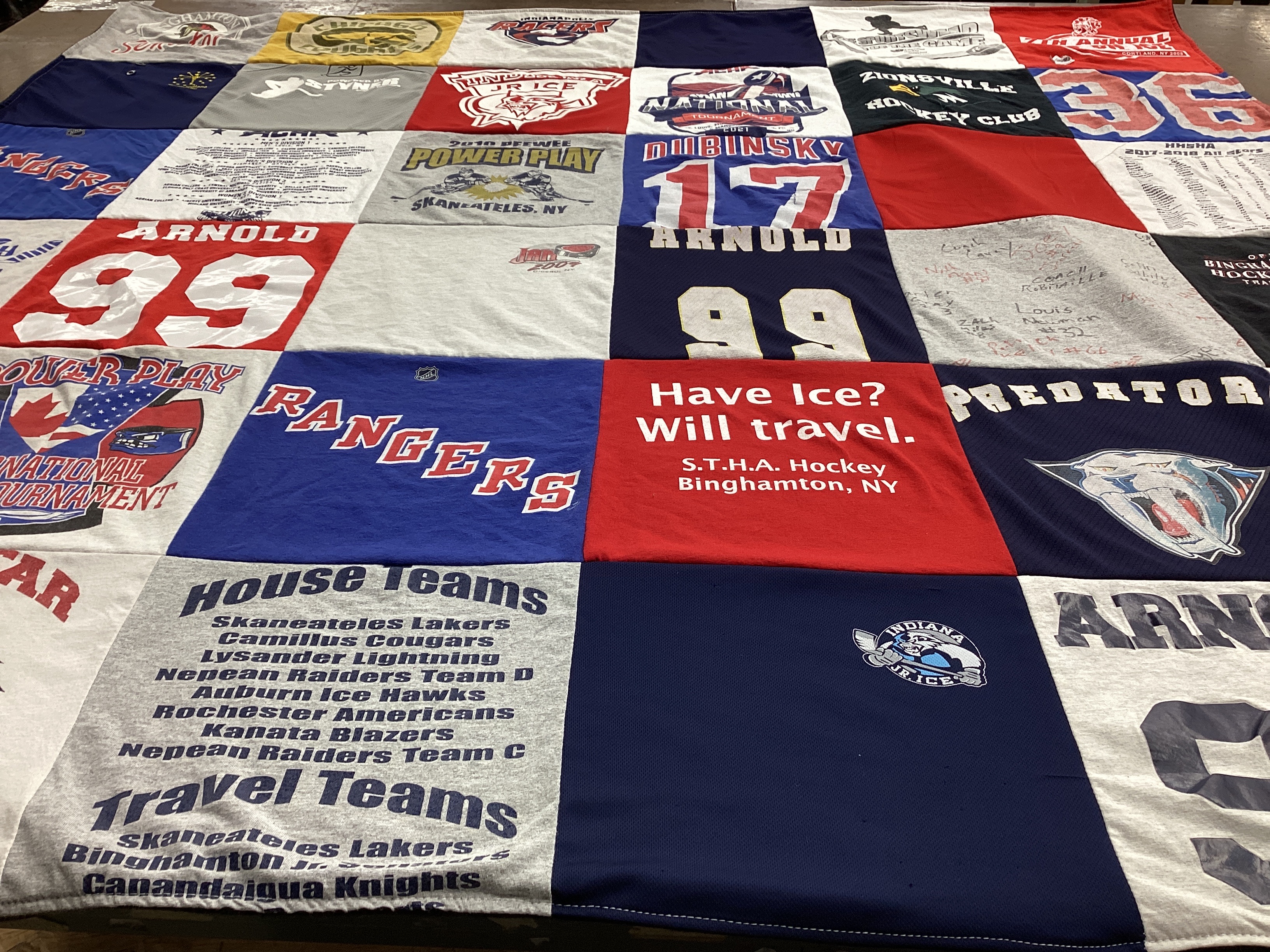 T-shirt quilt featuring canadian rangers, nashville predators by Amy from IN