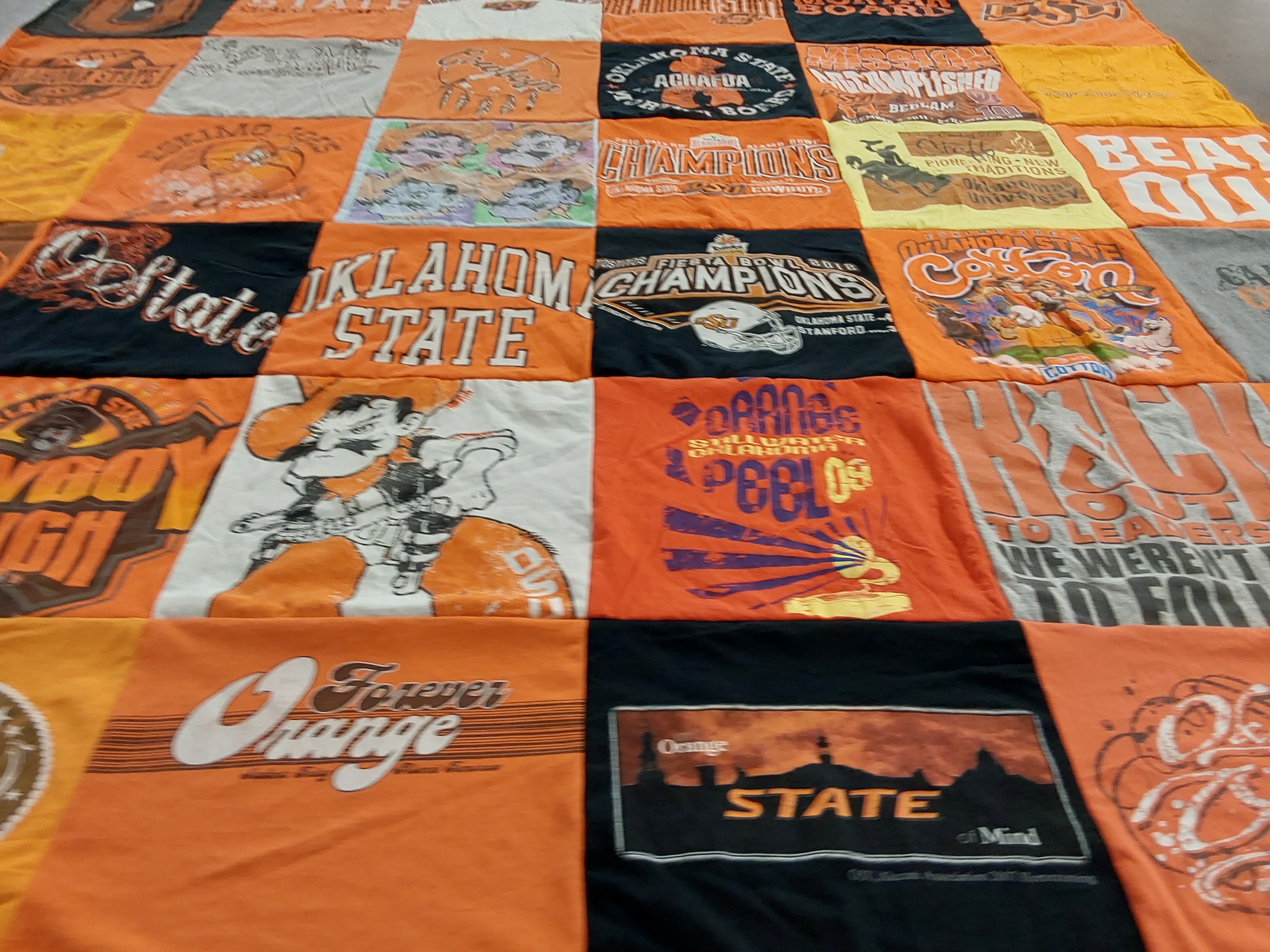 T-shirt quilt featuring oklahoma state university by Allison from OK