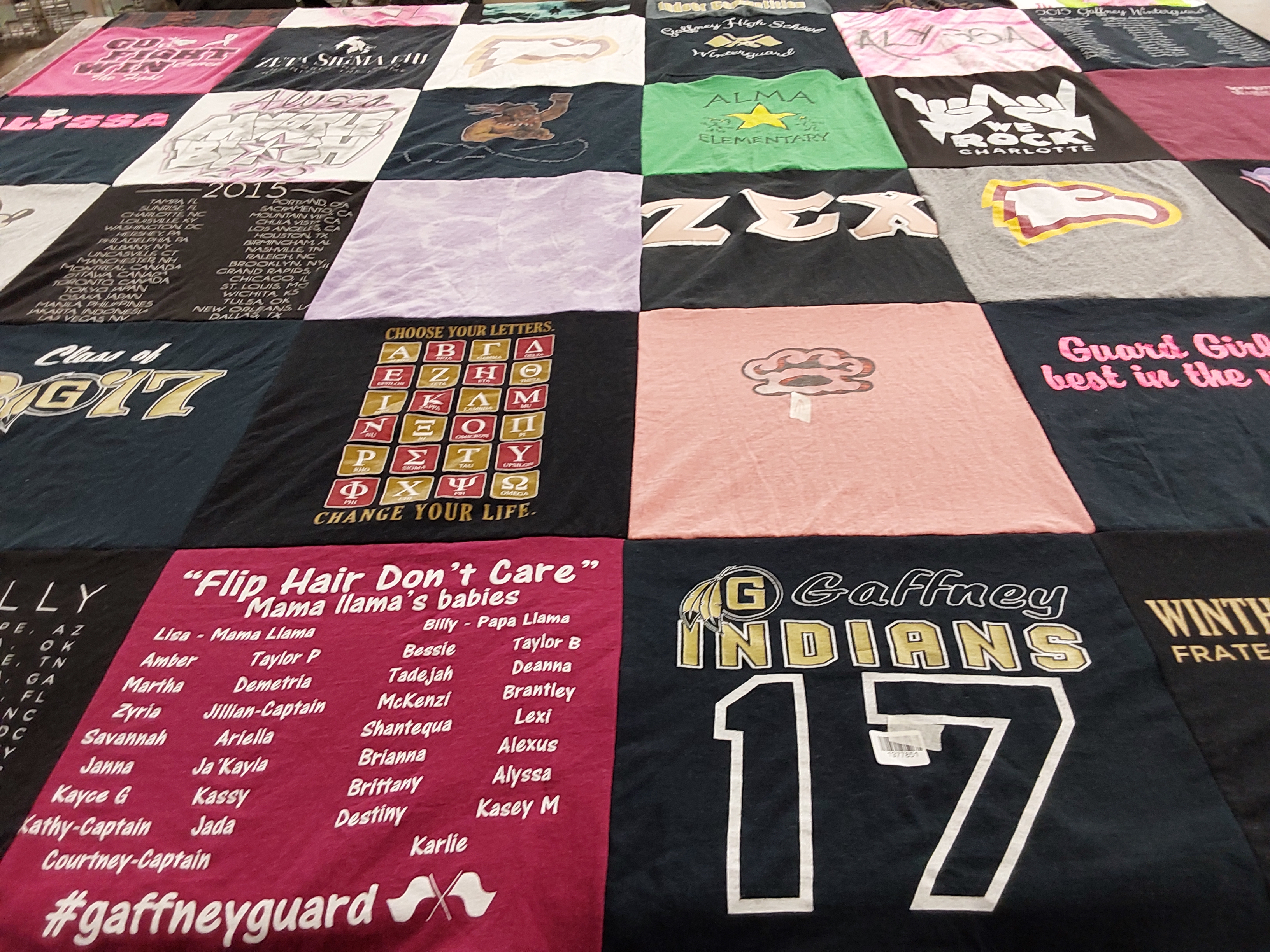 T-shirt quilt featuring gaffney indians by Sonya from SC