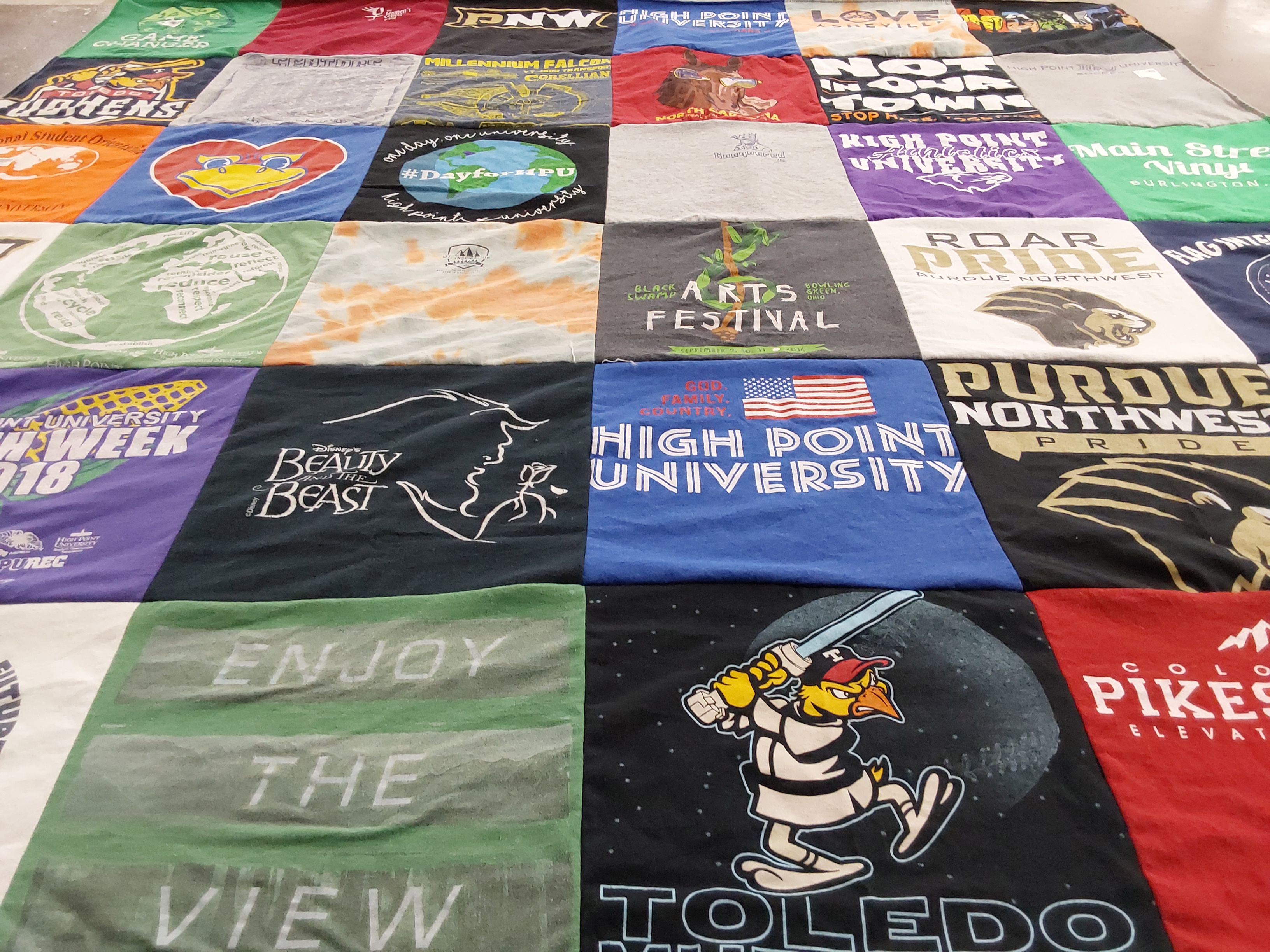 T-shirt quilt from high point university, purdue northwest university by Kristen from NC