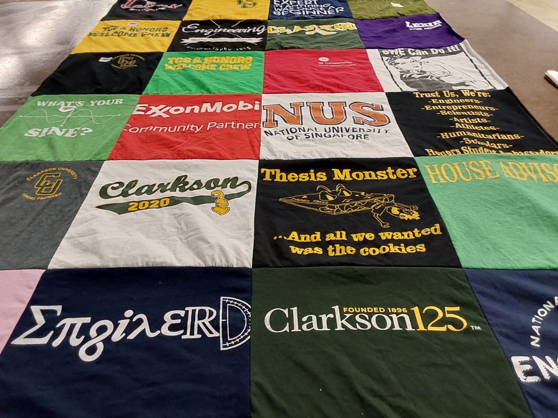 T-shirt quilt from clarkson university by Lexington from NY