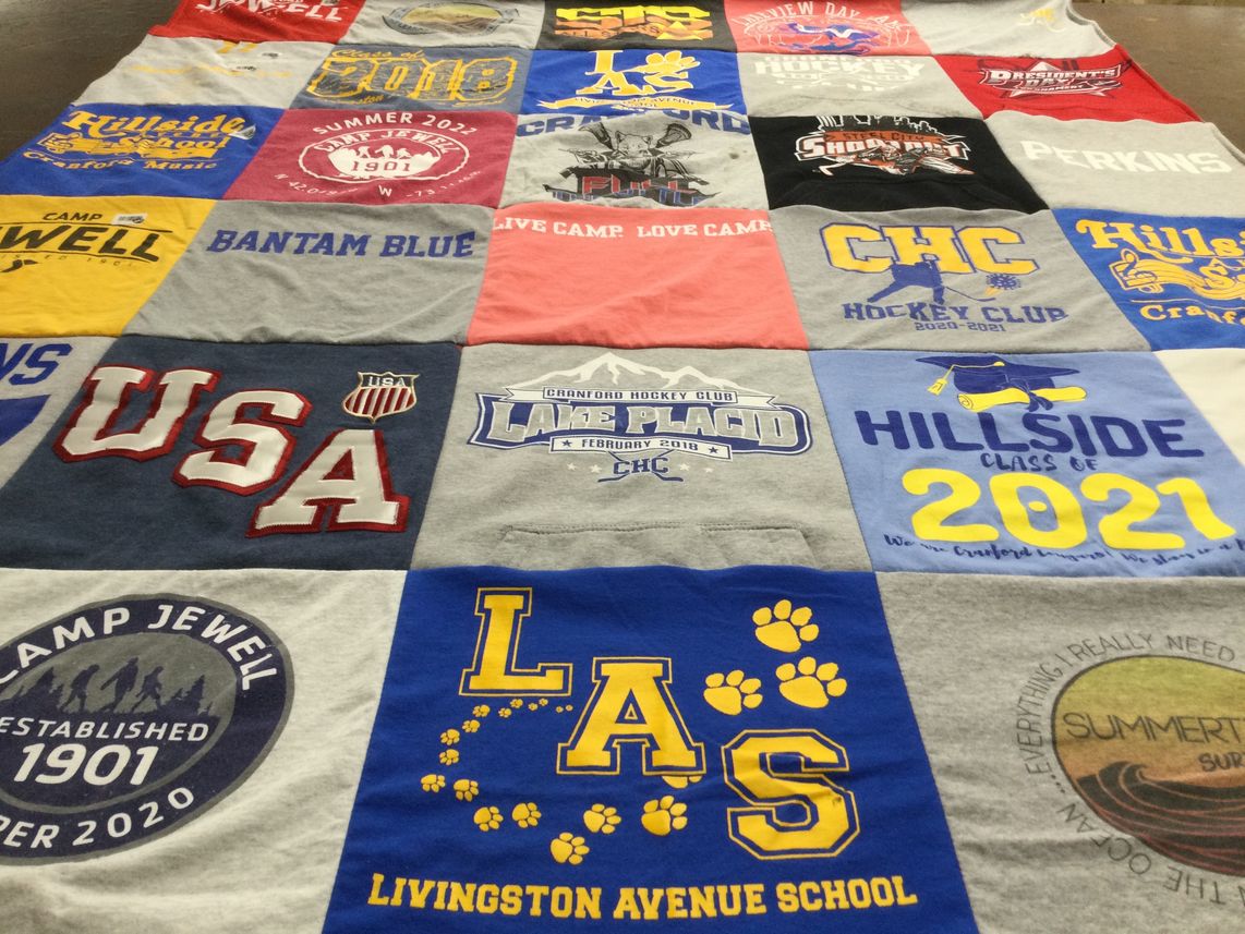 T-shirt quilt featuring hockey club, hillside class of 2021 by Marcy from NJ