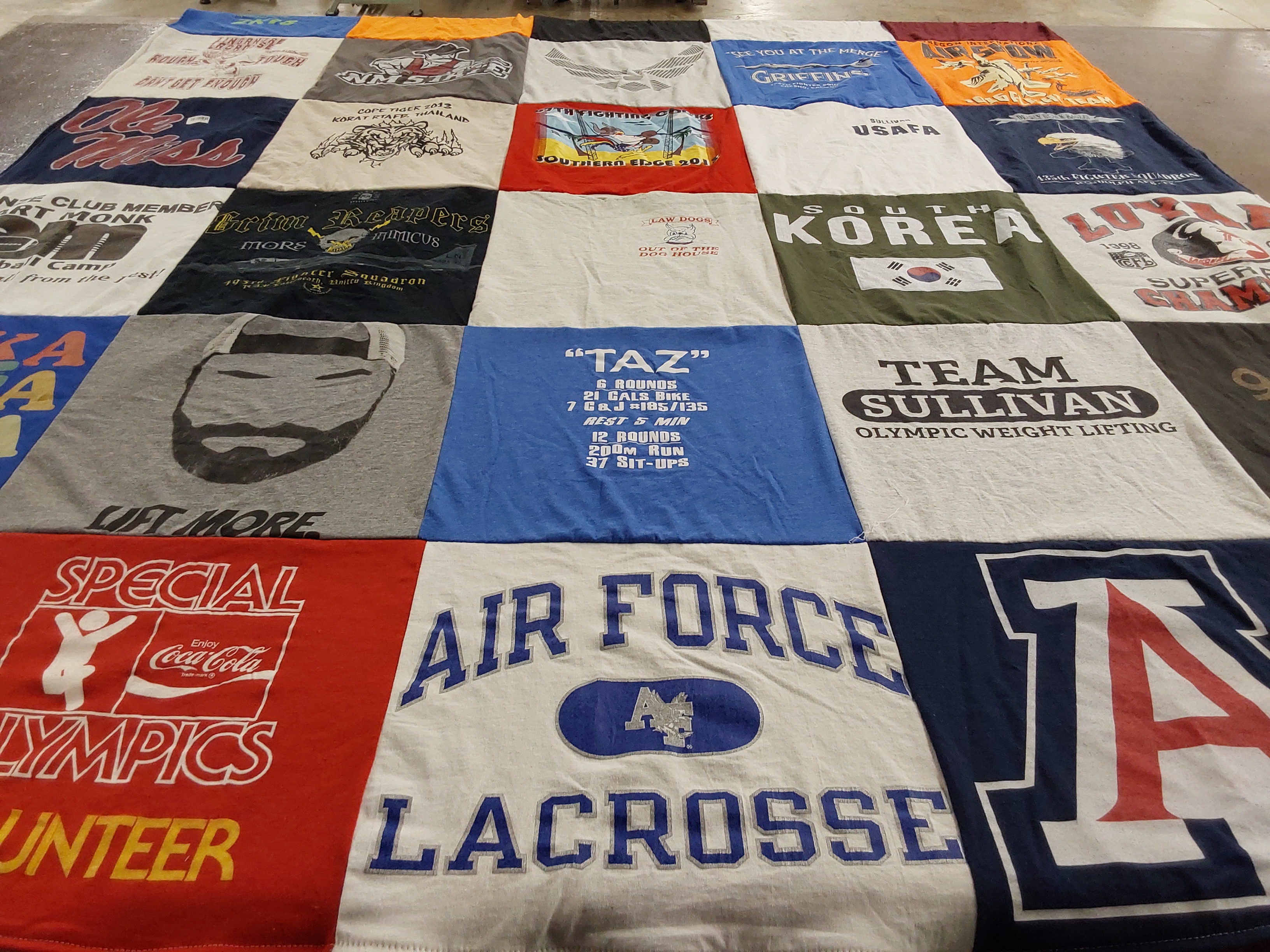 T-shirt quilt featuring air force lacrosse by Doris from TX