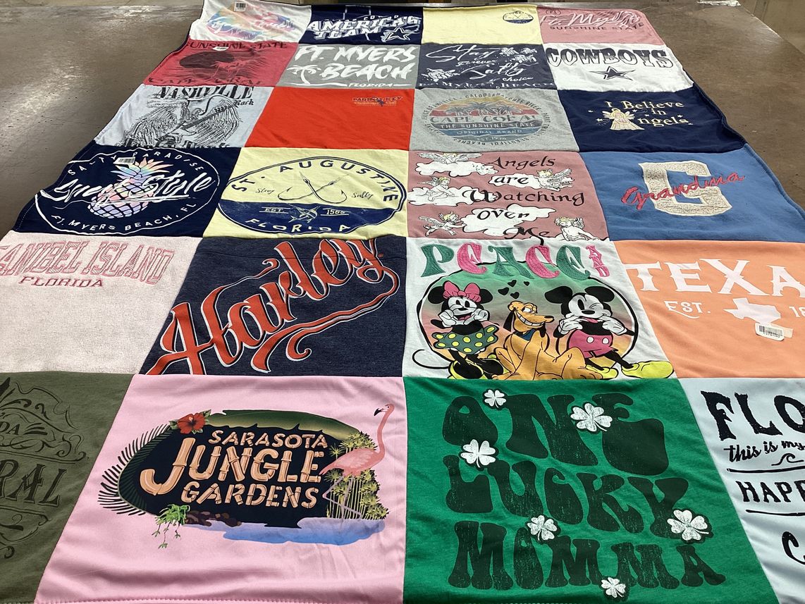 T-shirt quilt with florida, beach themes by Pamela from IL