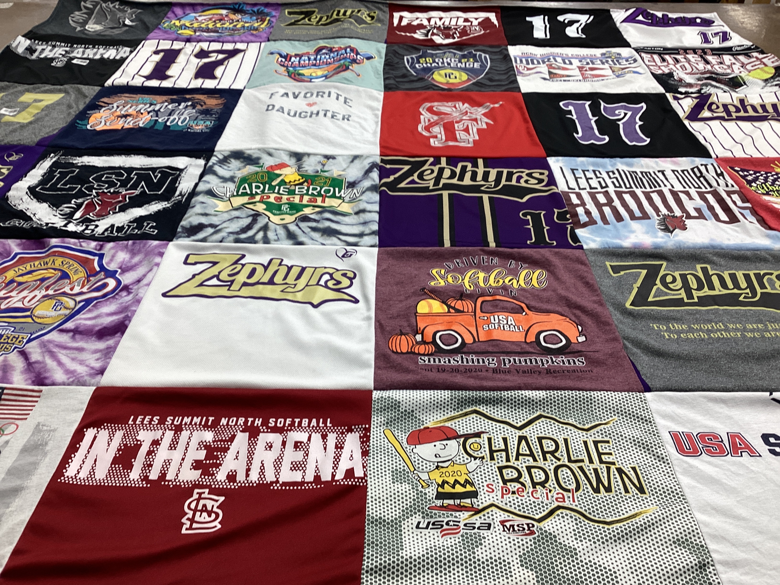 T-shirt quilt featuring zephyrs softball, lees summit north softball by Deven from MO