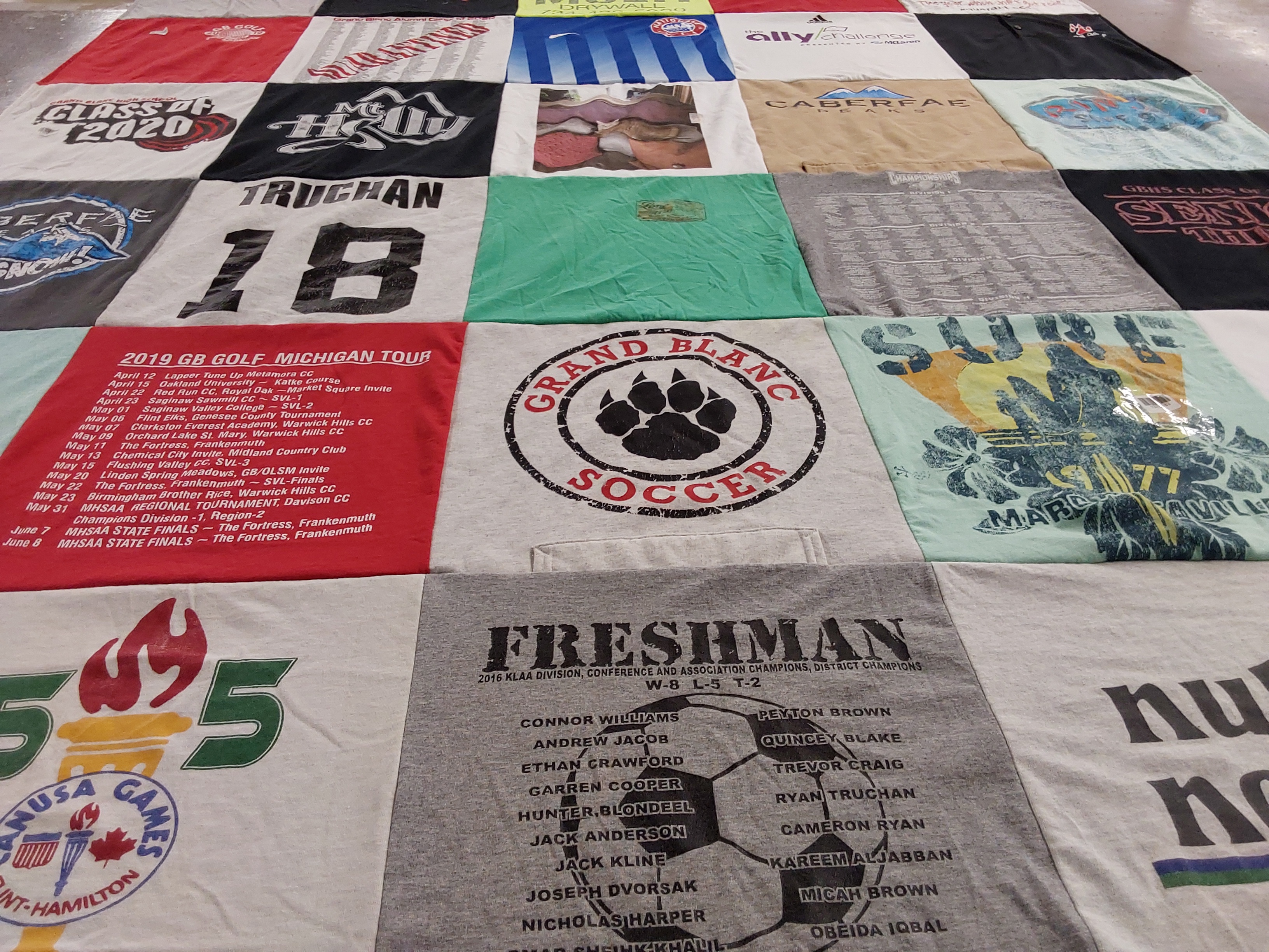 T-shirt quilt featuring grand blanc soccer by Tracy from MI