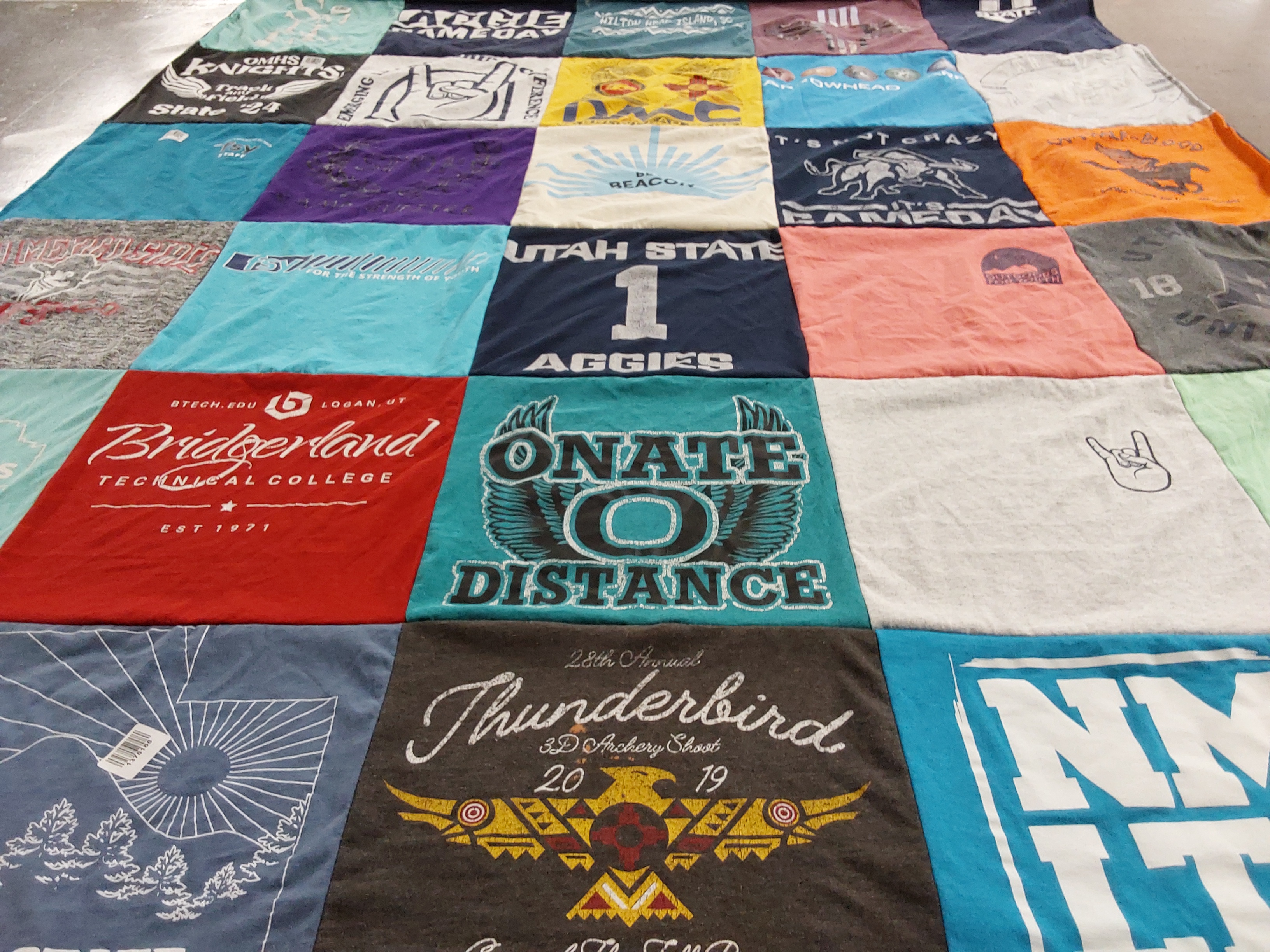 T-shirt quilt featuring utah state university aggies by Cathie from NM