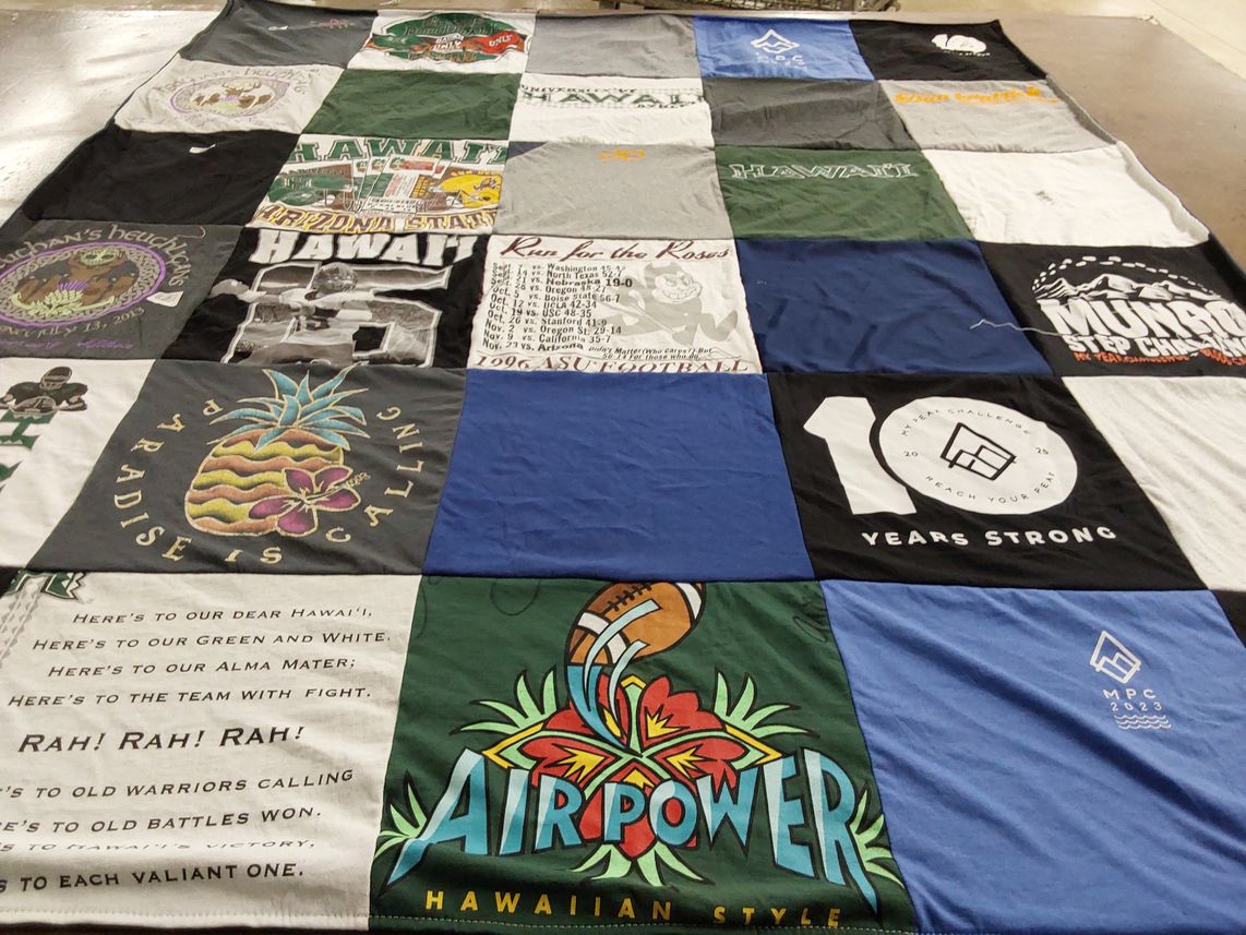 T-shirt quilt featuring warriors by Tania from HI