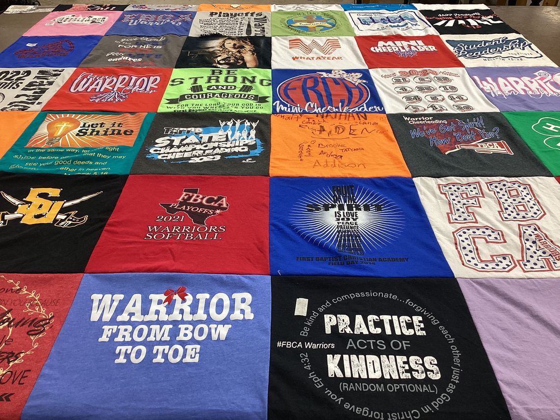 T-shirt quilt from first baptist christian academy by Lauren from TX
