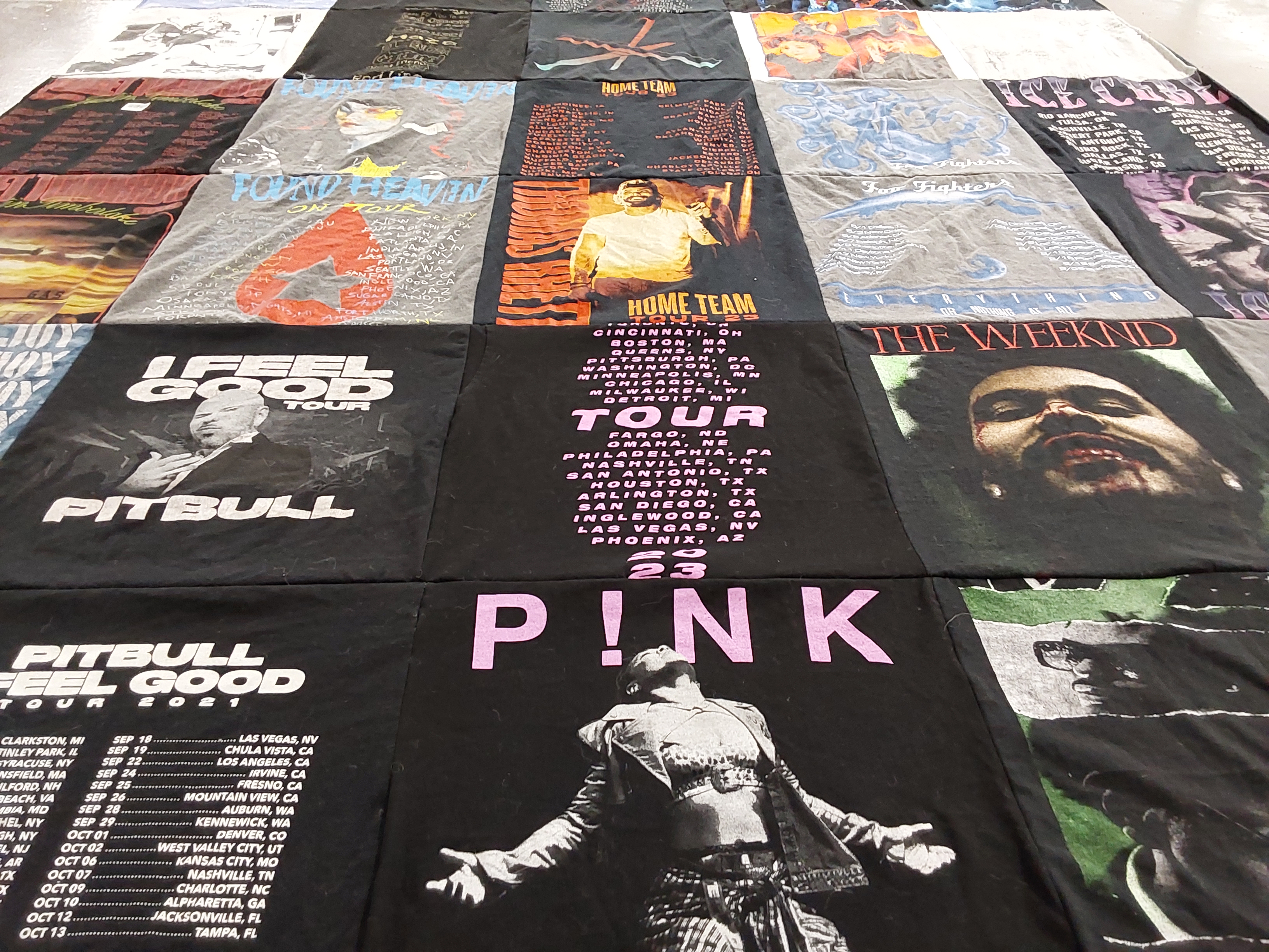 T-shirt quilt with music, concerts themes by Dianne from CA