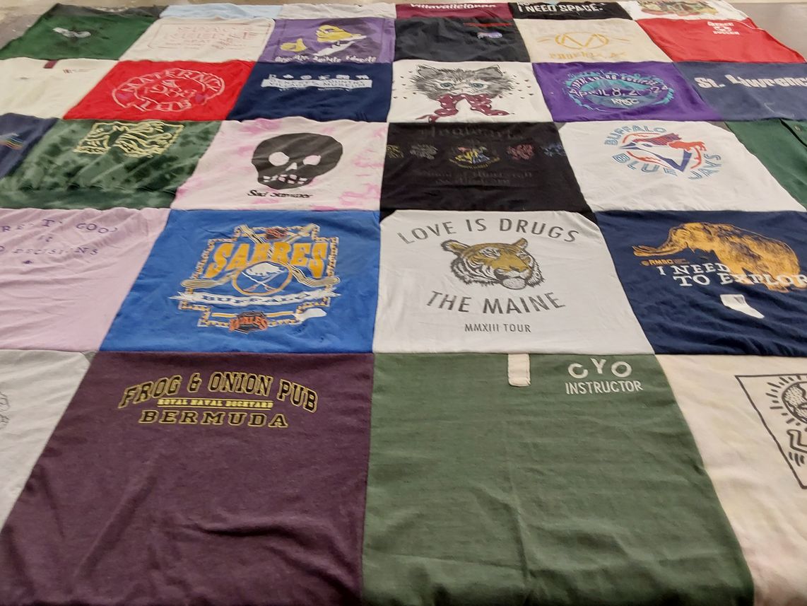 T-shirt quilt featuring buffalo sabres, buffalo blue jays by Karen from NY