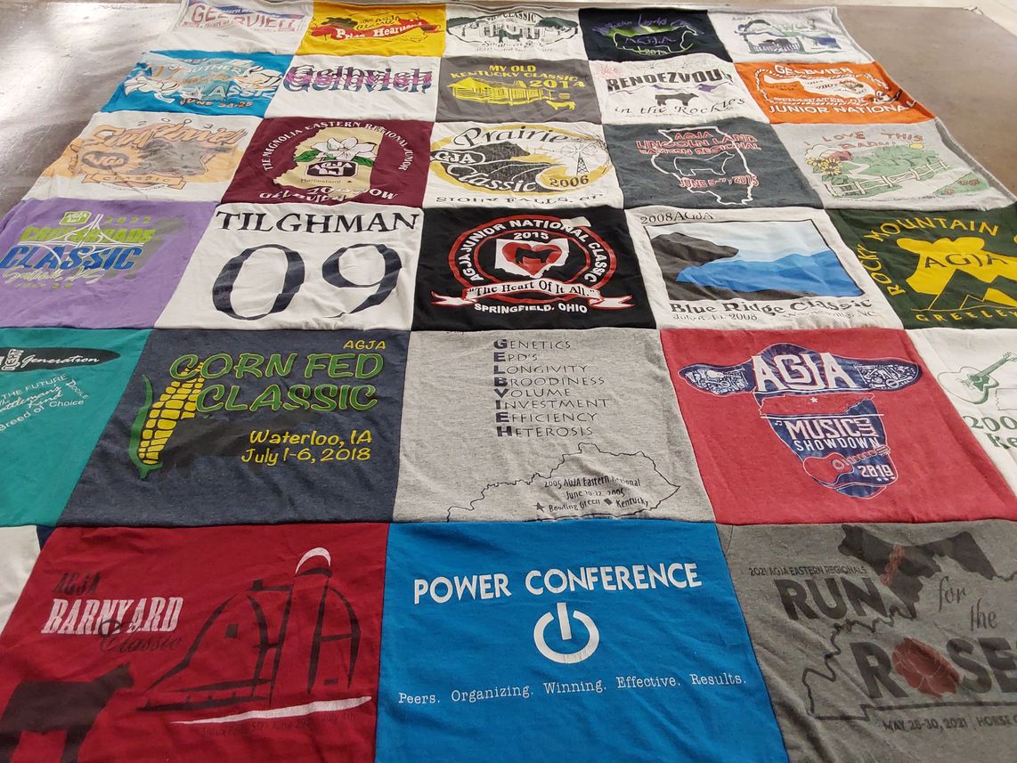T-shirt quilt with agriculture, youth leadership themes by Carrie from KY