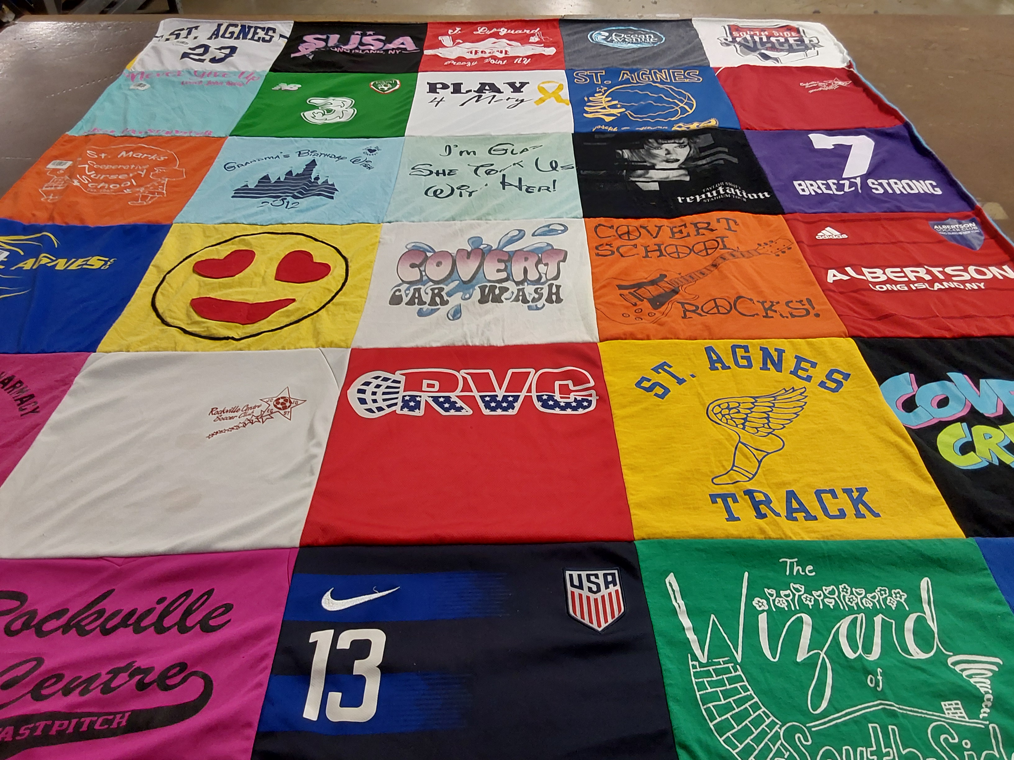 T-shirt quilt from st agnes school by Kelly from NY