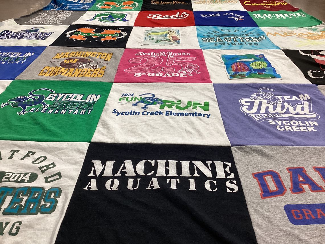 T-shirt quilt featuring washington commanders, blue jays by Sarah G from VA