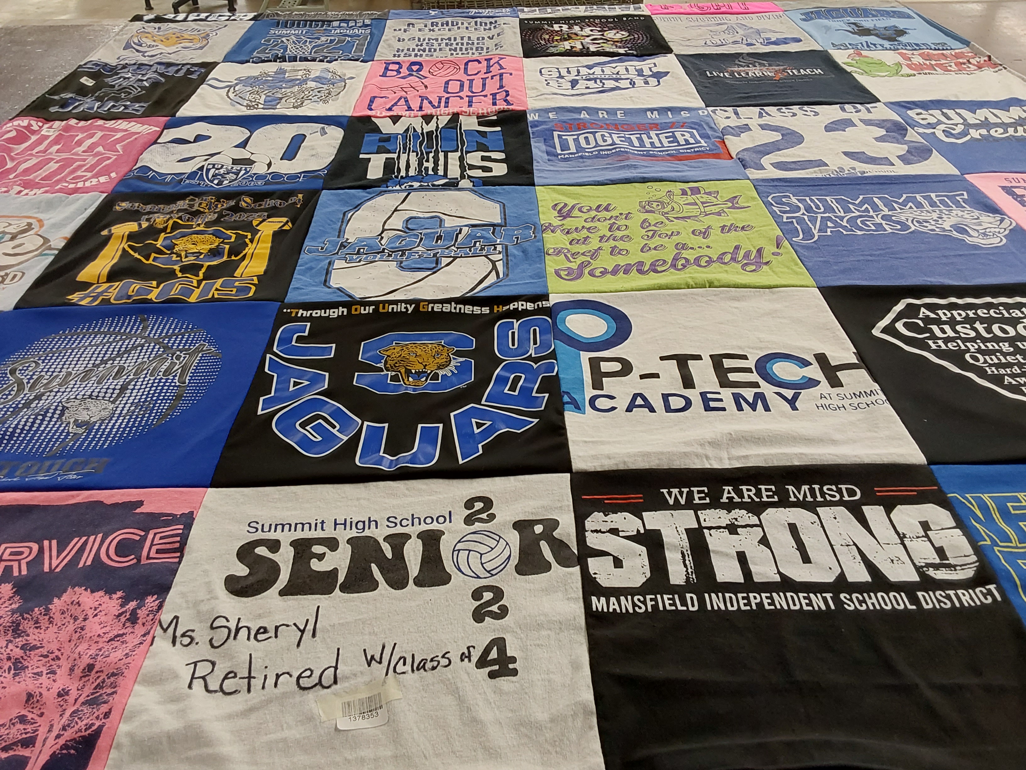 T-shirt quilt featuring summit jaguars by Sheryl from TN