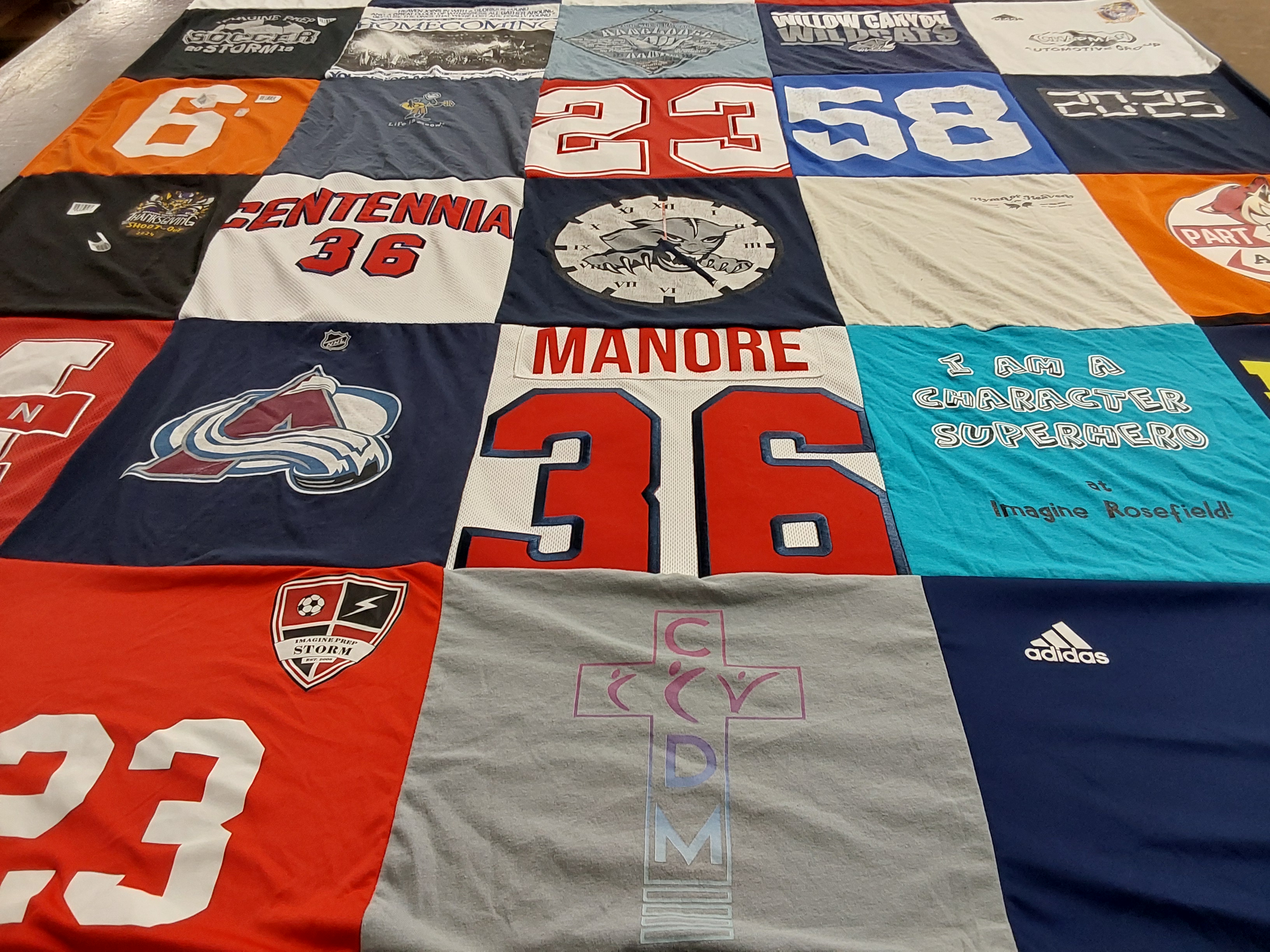 T-shirt quilt featuring colorado avalanche, masquerade storm by Adelina from AZ