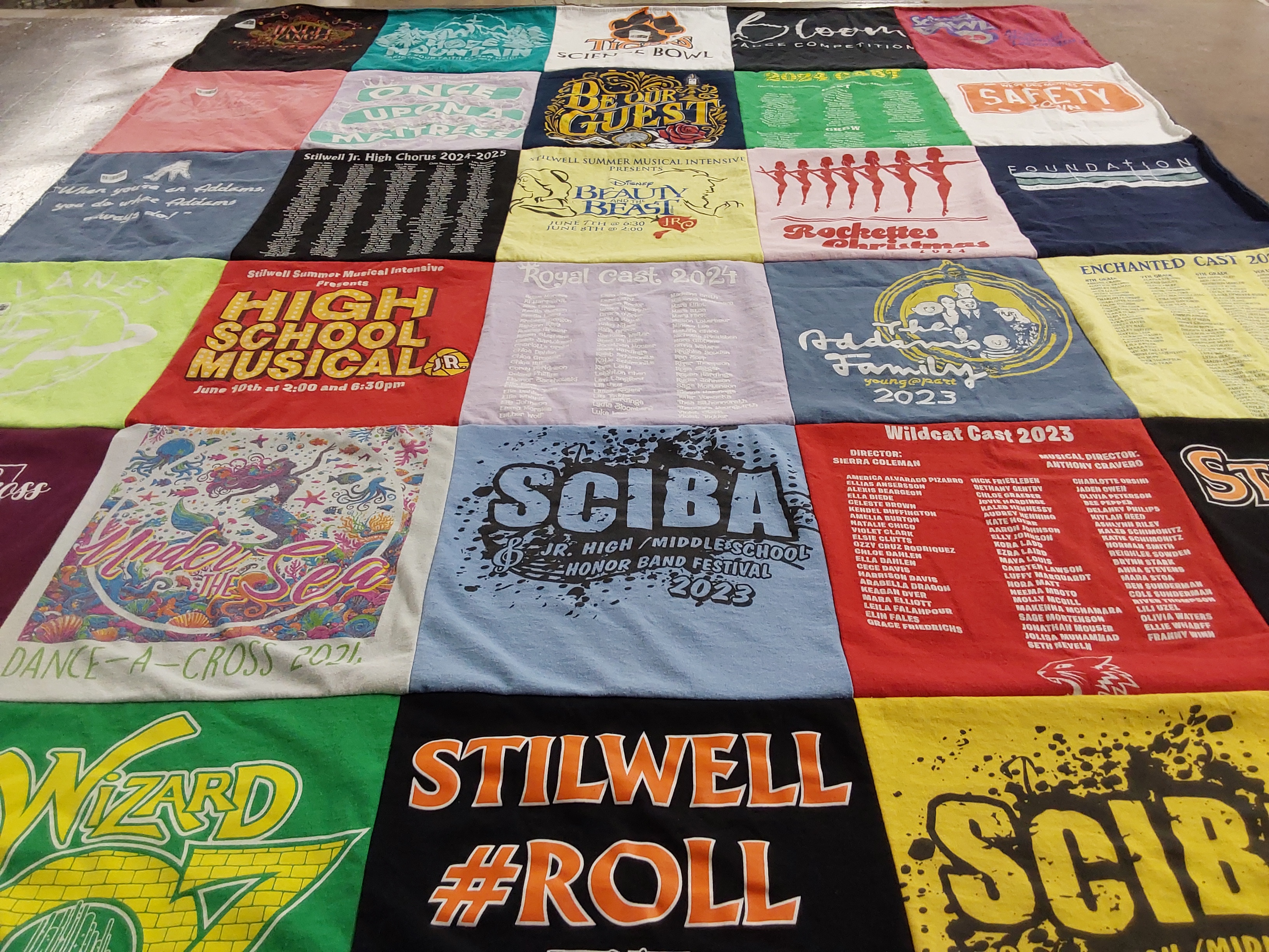 T-shirt quilt from stillwell junior high school by Mandy from IA