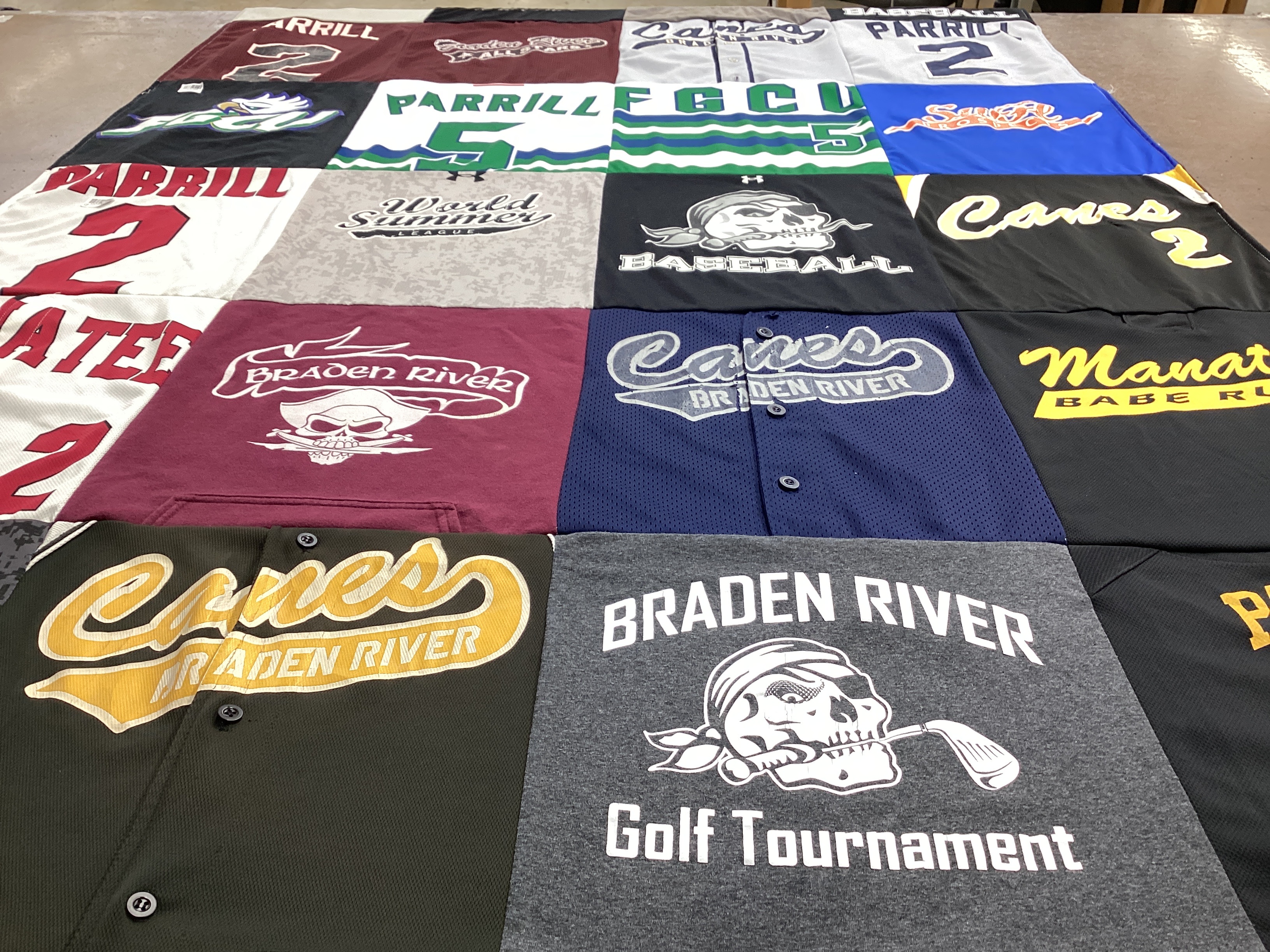 T-shirt quilt featuring braden river canes by Chris from FL