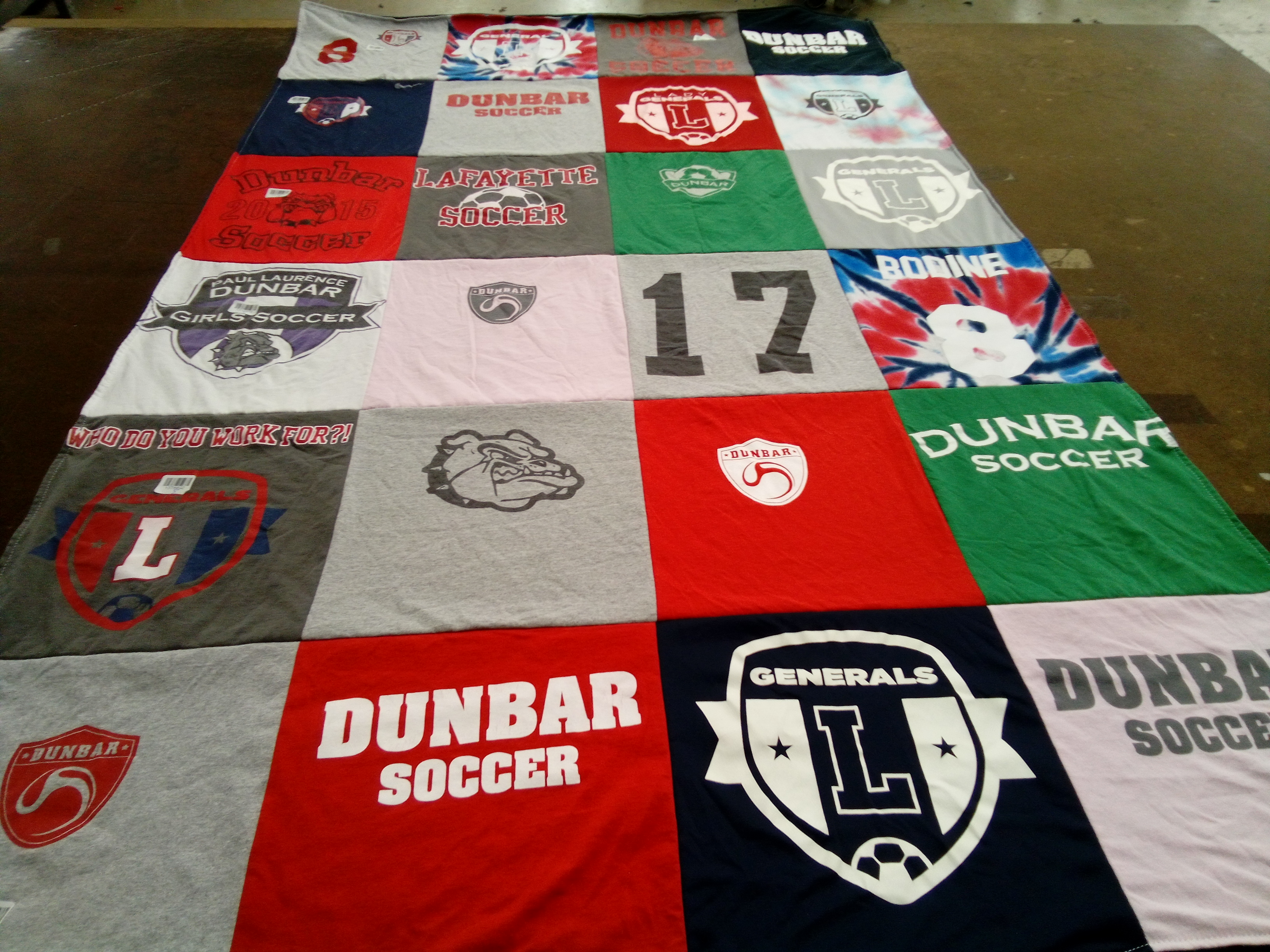 T-shirt quilt featuring dunbar soccer, lafayette soccer by Michele from KY