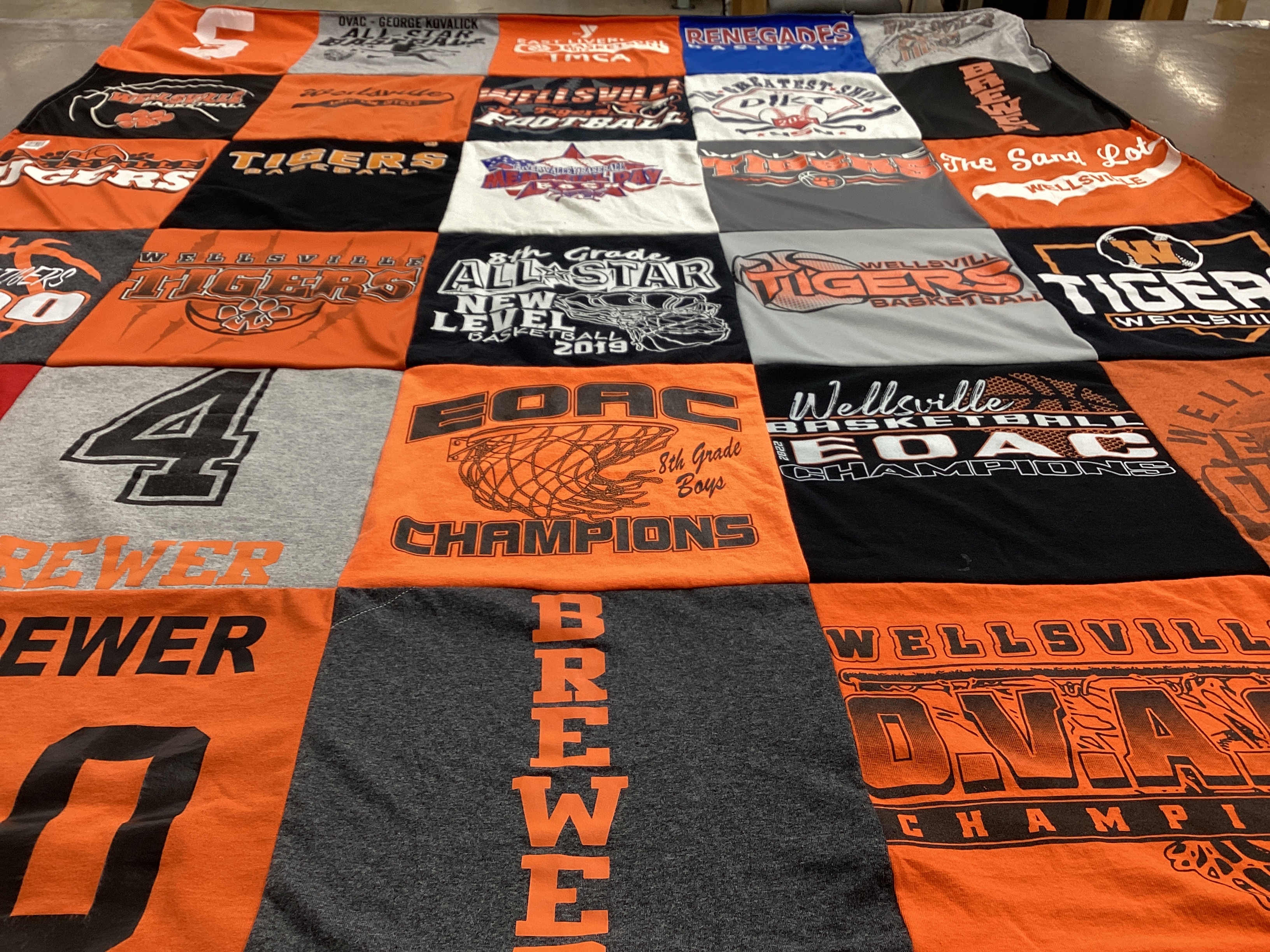 T-shirt quilt featuring wellsville tigers by Jacqueline from OH